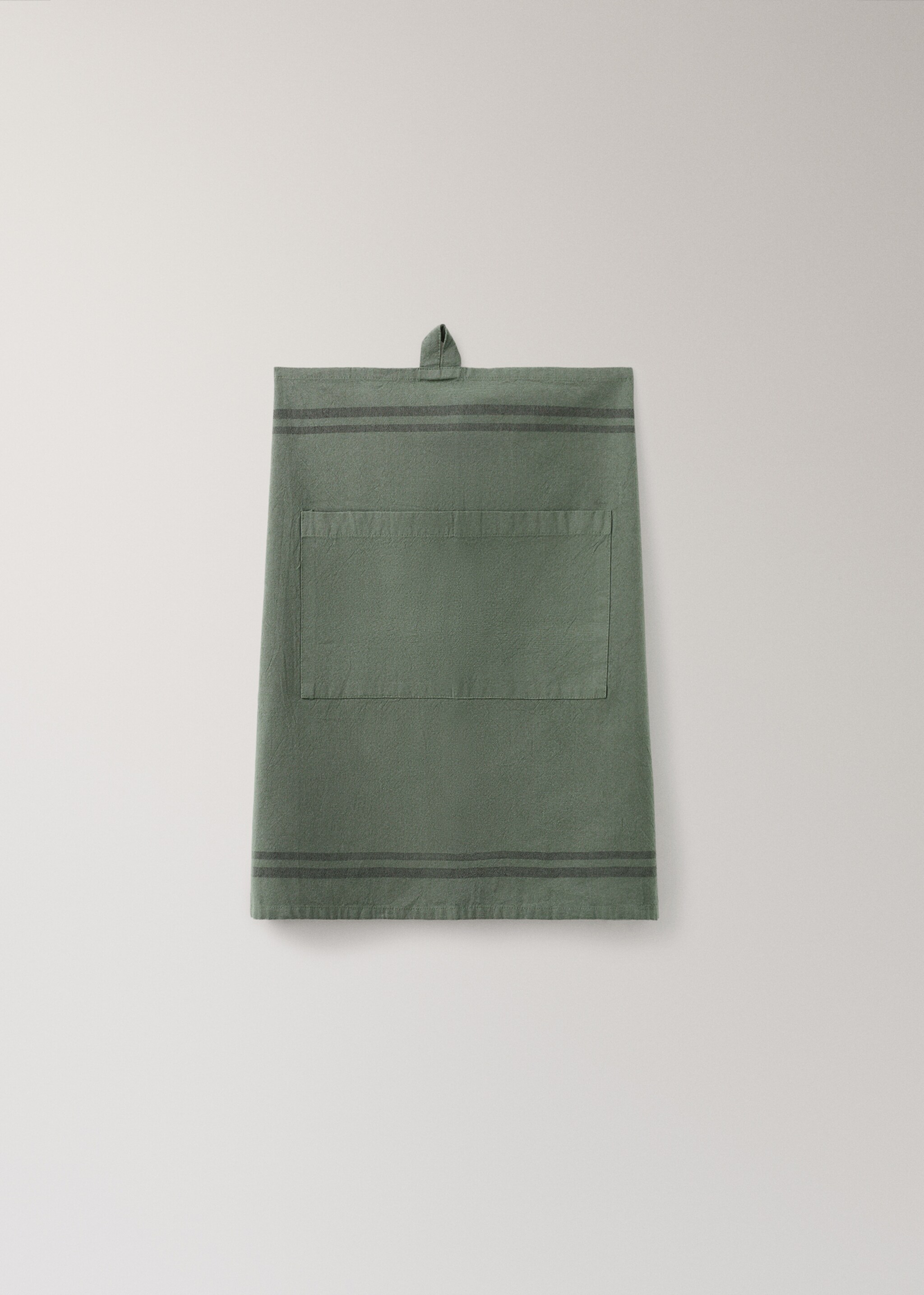 Overdyed striped apron - Article without model, Medium Green. Ref: 17063329-00.