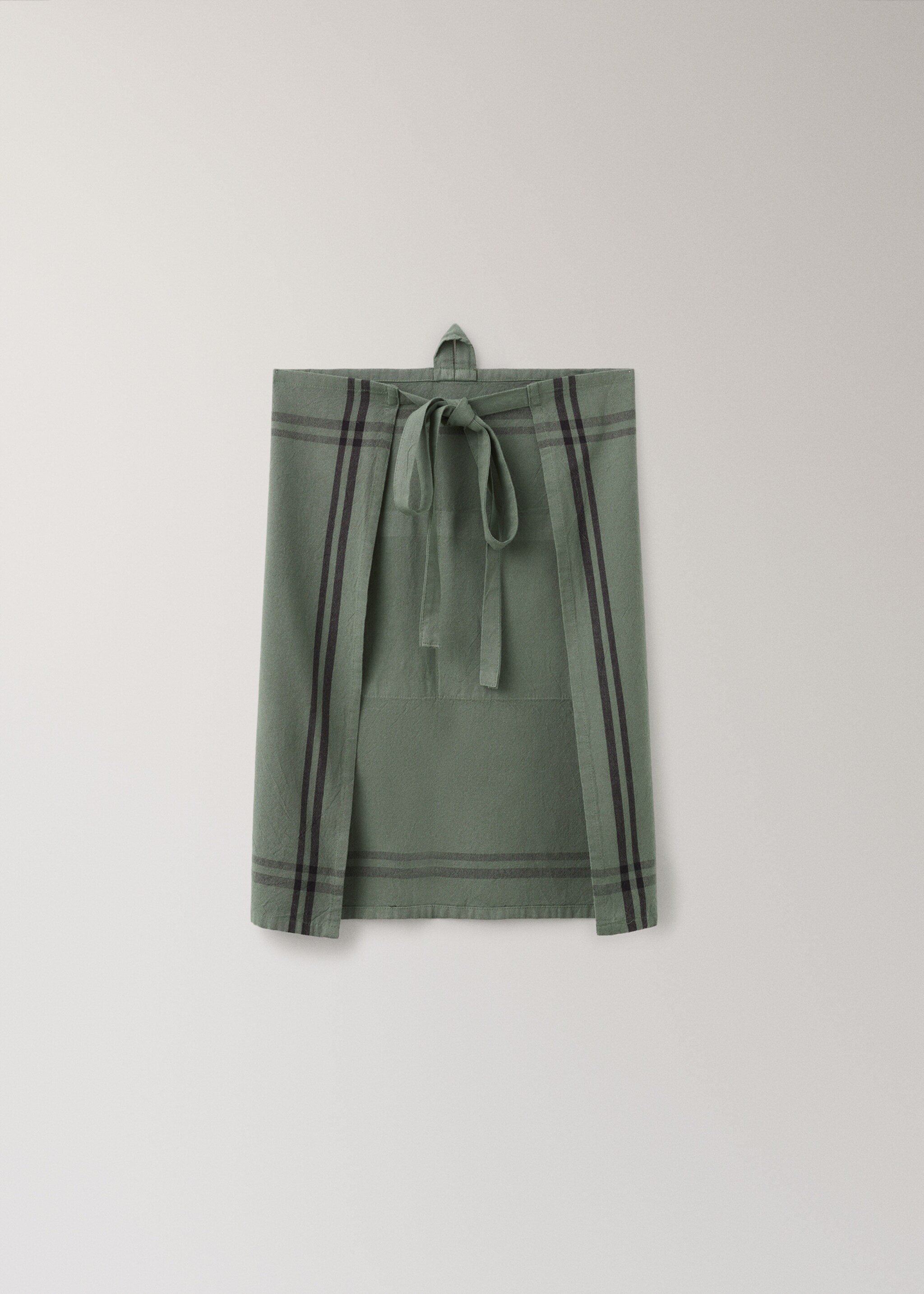 Overdyed striped apron - Details of the article 1, Medium Green. Ref: 17063329-00.