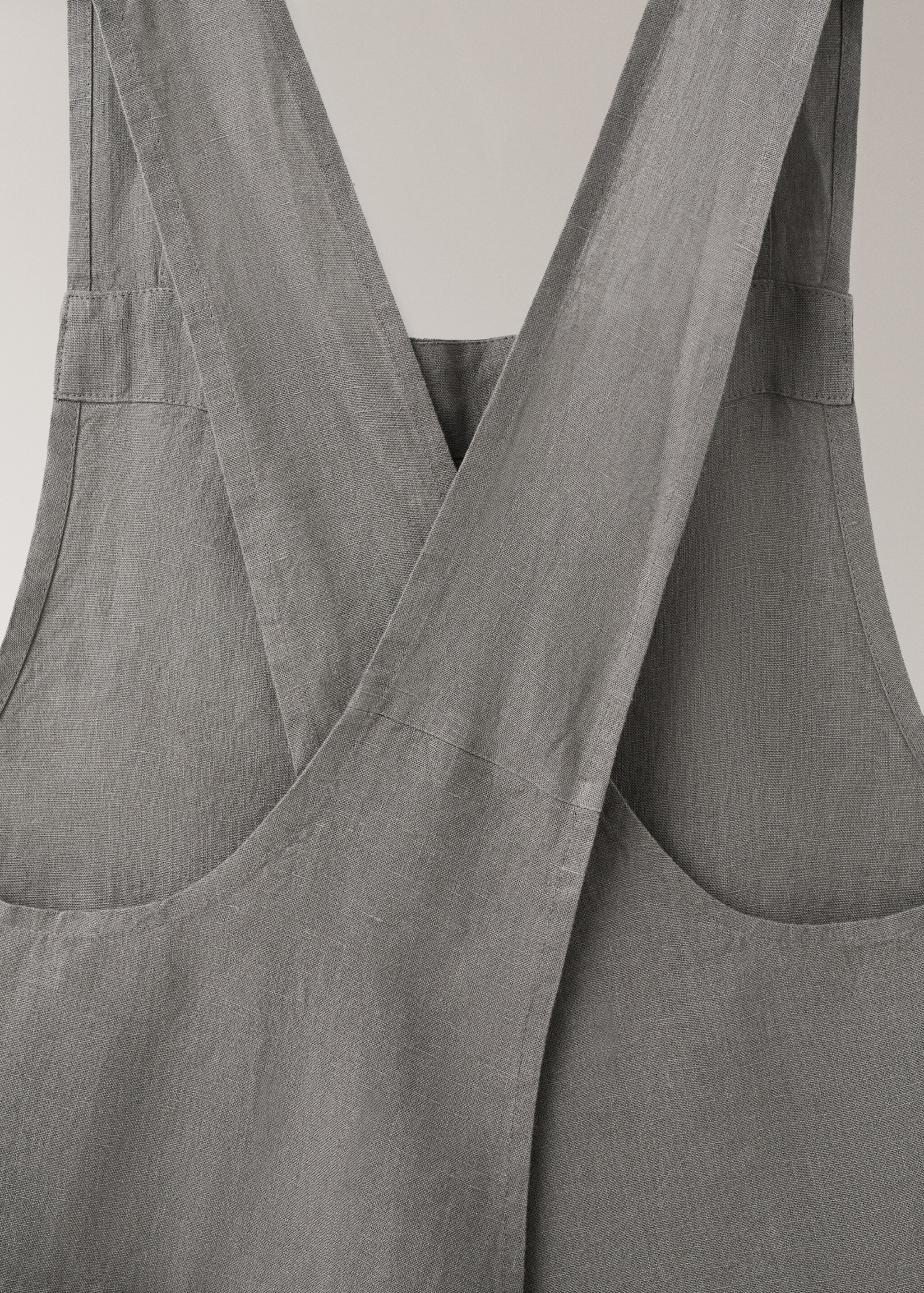 Overdyed linen apron - Details of the article 1, Khaki. Ref: 17063330-00.