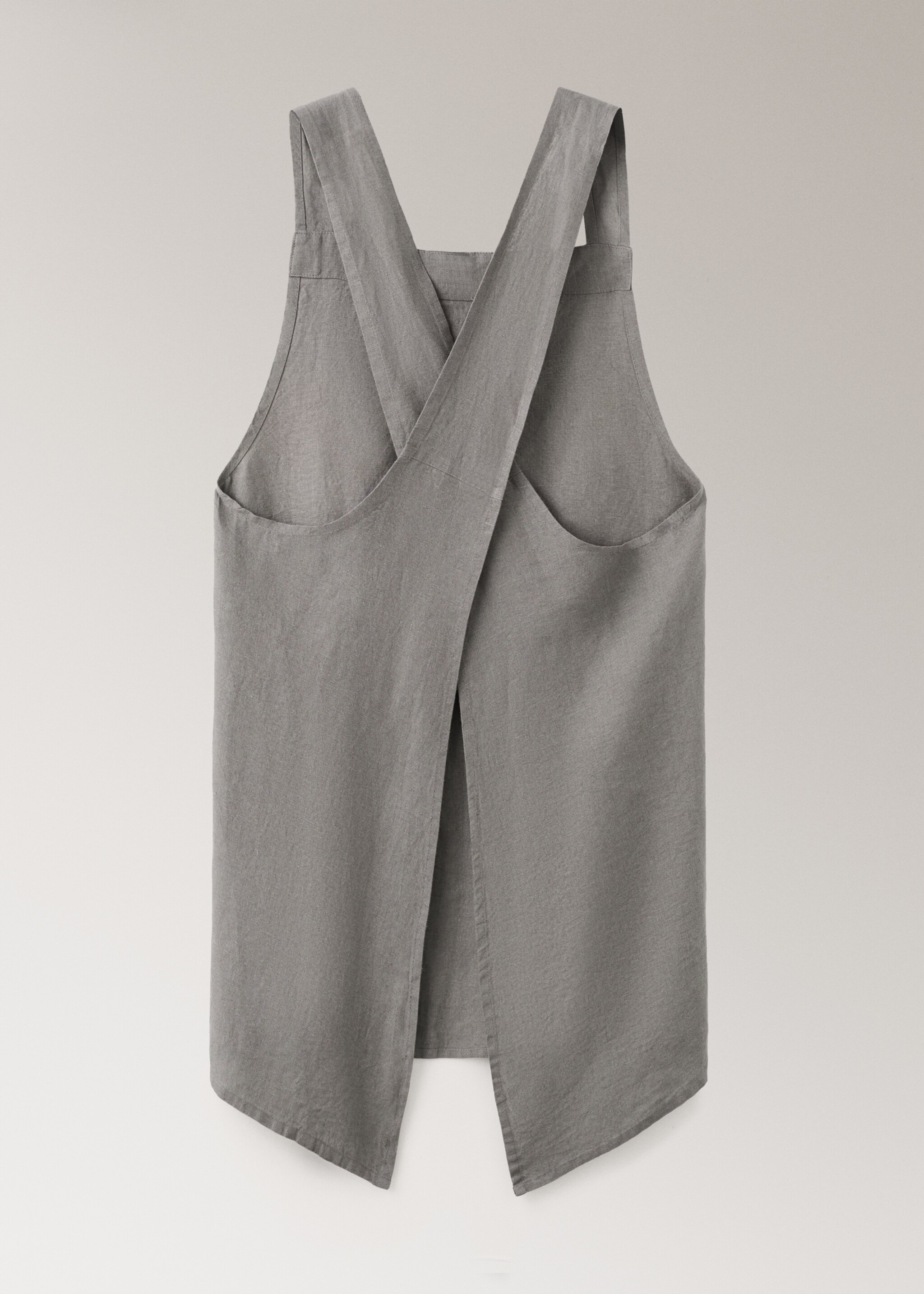 Overdyed linen apron - Details of the article 3, Khaki. Ref: 17063330-00.