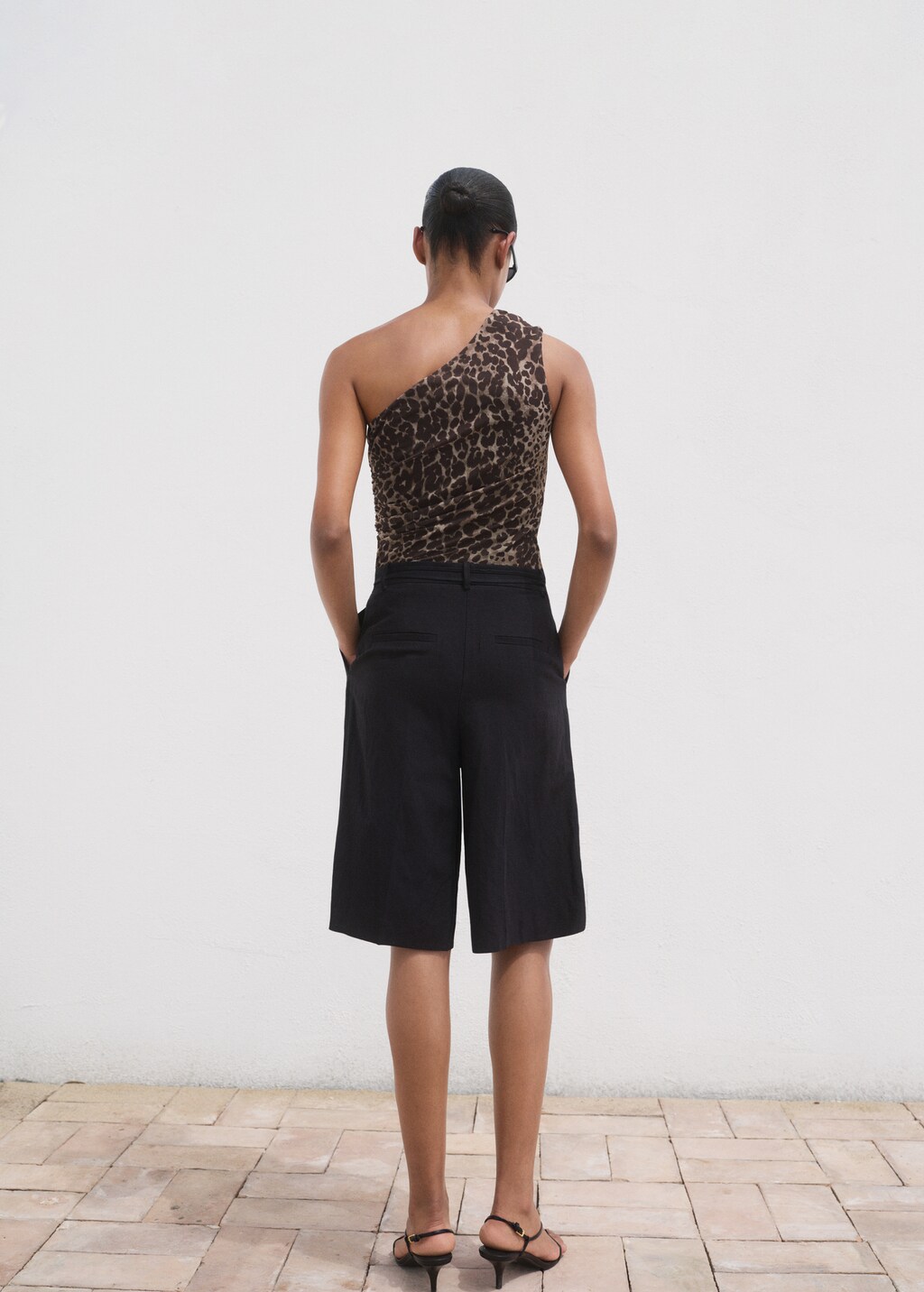 Mango Asymmetrical leopard-print top