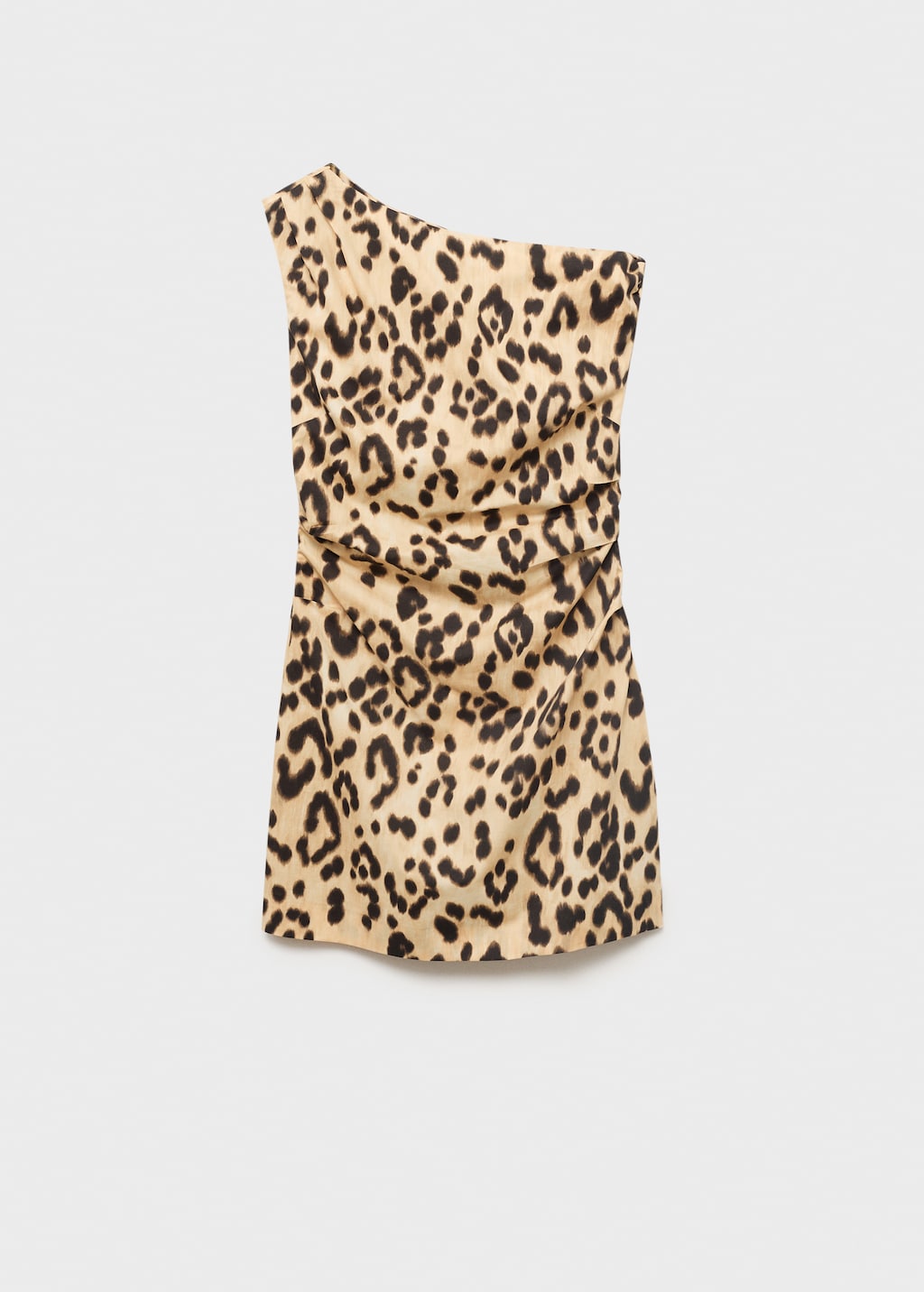 Leopard-print asymmetrical-neckline dress