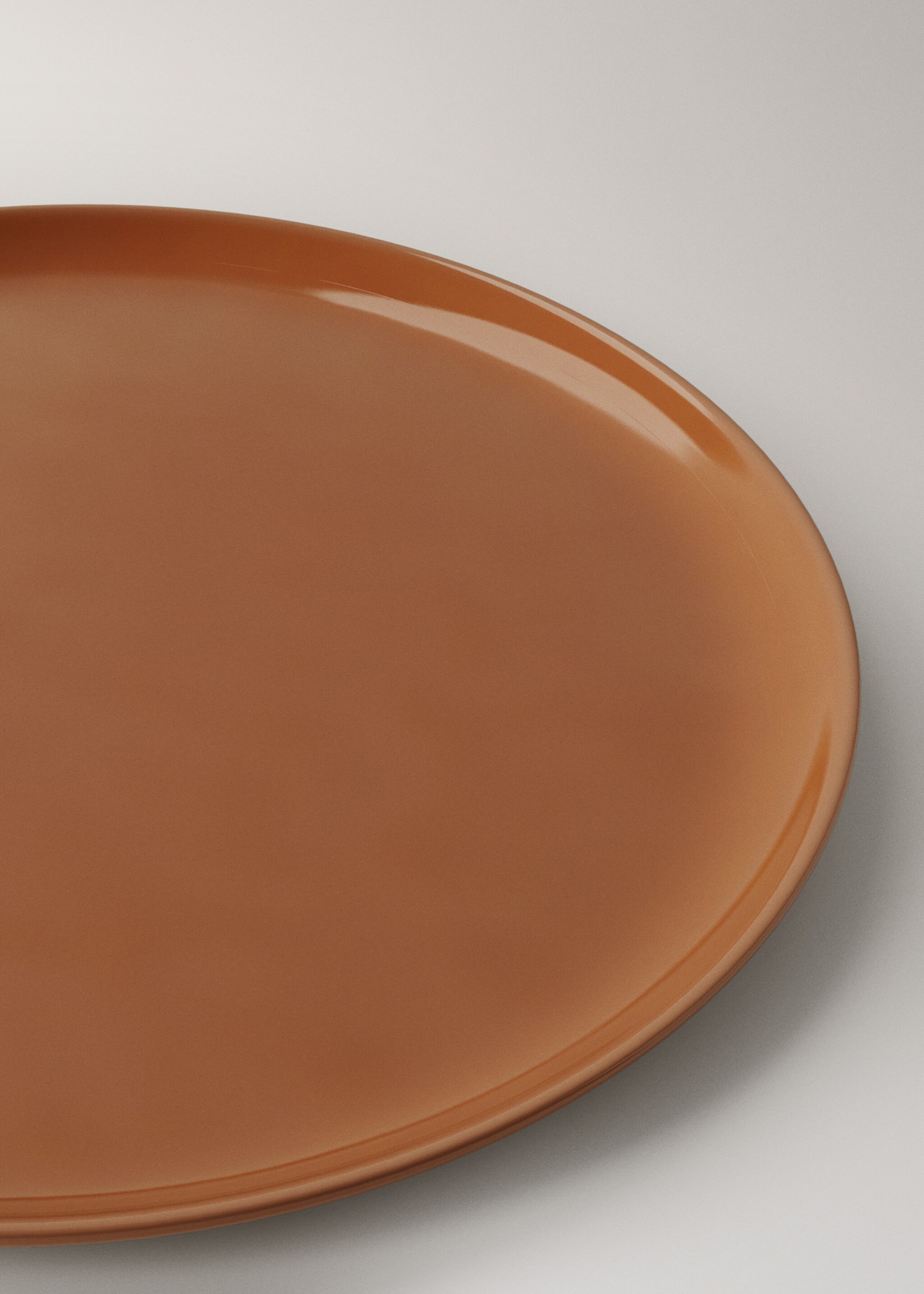 Stoneware dinner plate - Details of the article 2, Brown. Ref: 17063334-00.