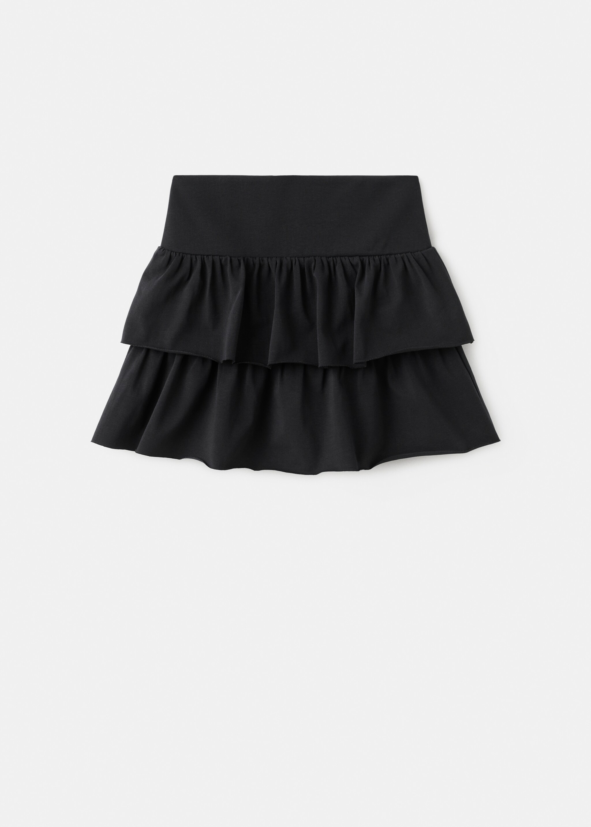 Ruffled cotton skirt - Article without model, Black. Ref: 17063335-00.