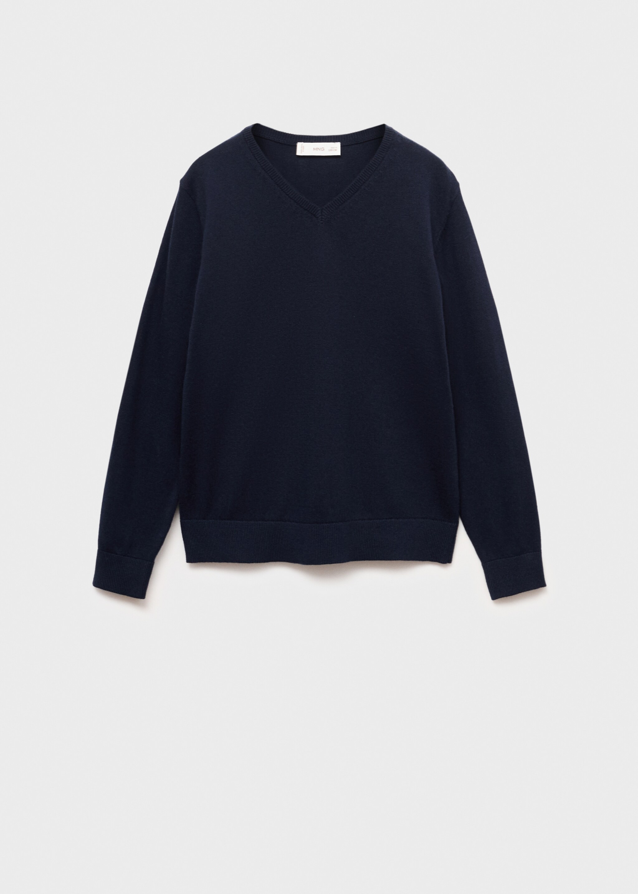 V-neck cotton sweater - Article without model, Dark Navy. Ref: 17063792-00.