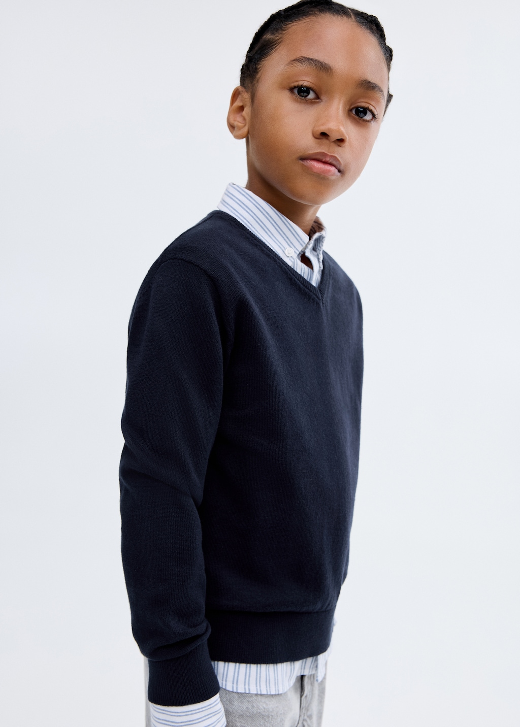 V-neck cotton sweater