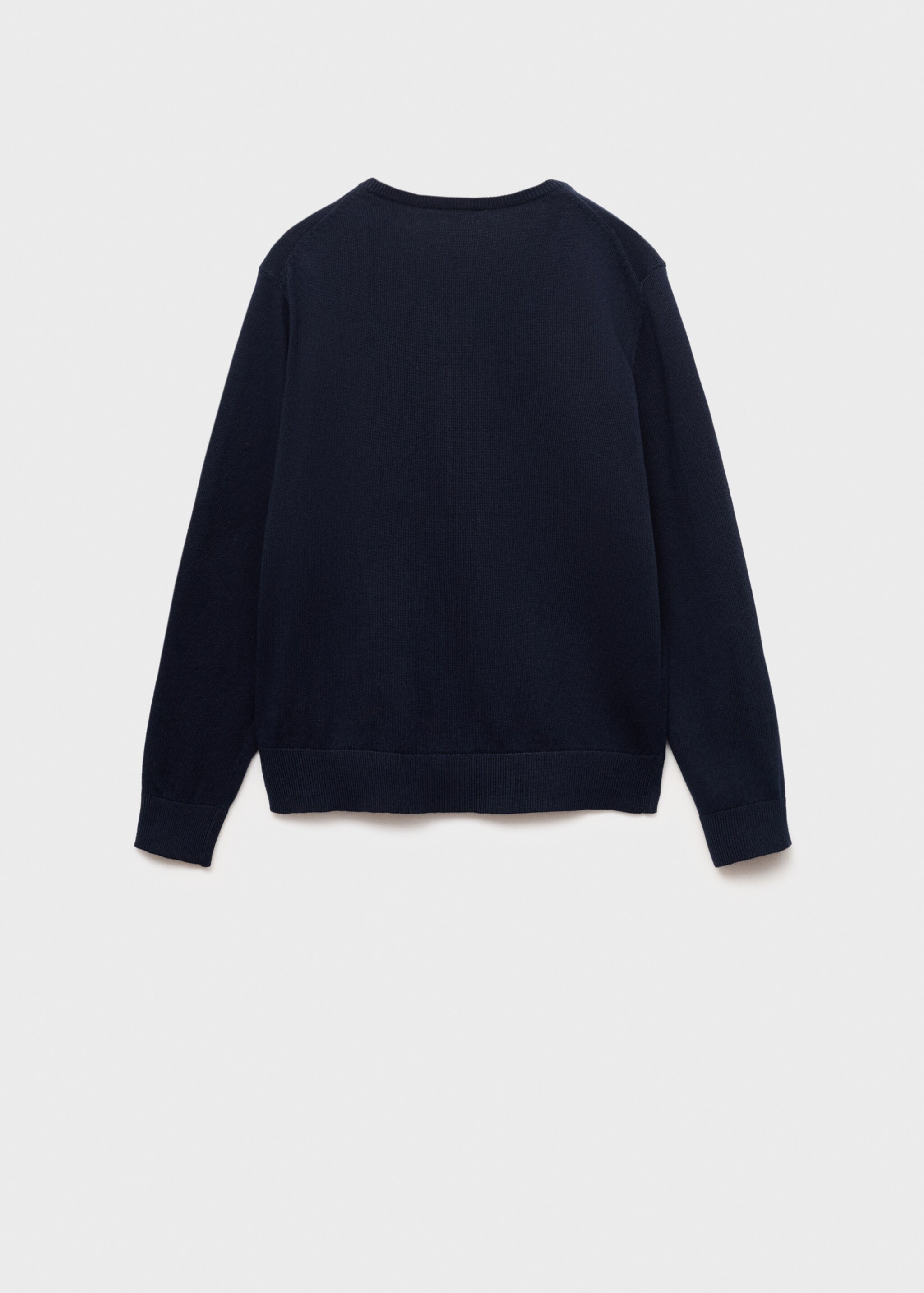 V-neck cotton sweater - Reverse of the article, Dark Navy. Ref: 17063792-00.