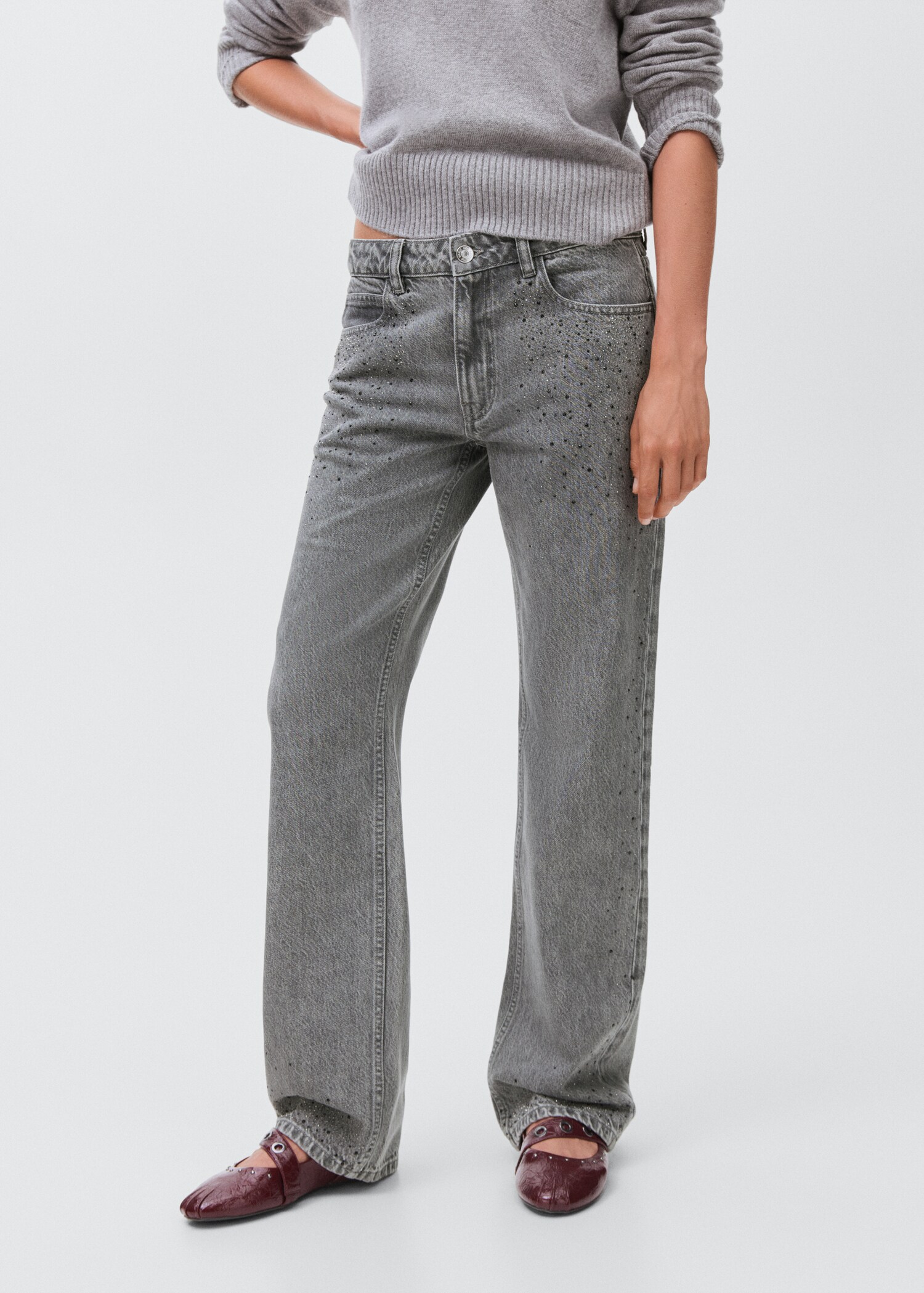 Jeans straight strass - Medium plane