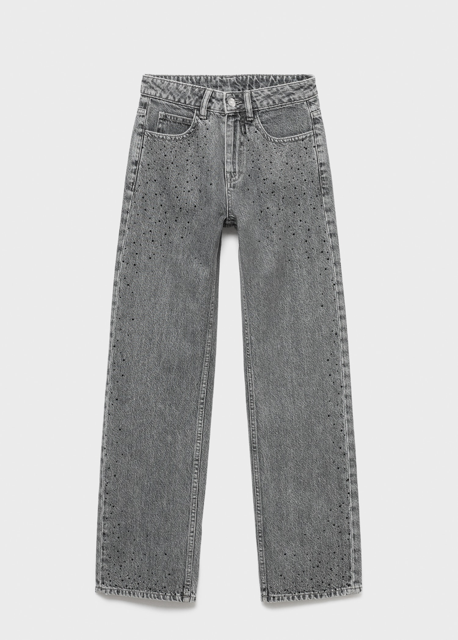 Blugi straight cu strasuri Teen MANGO Romania