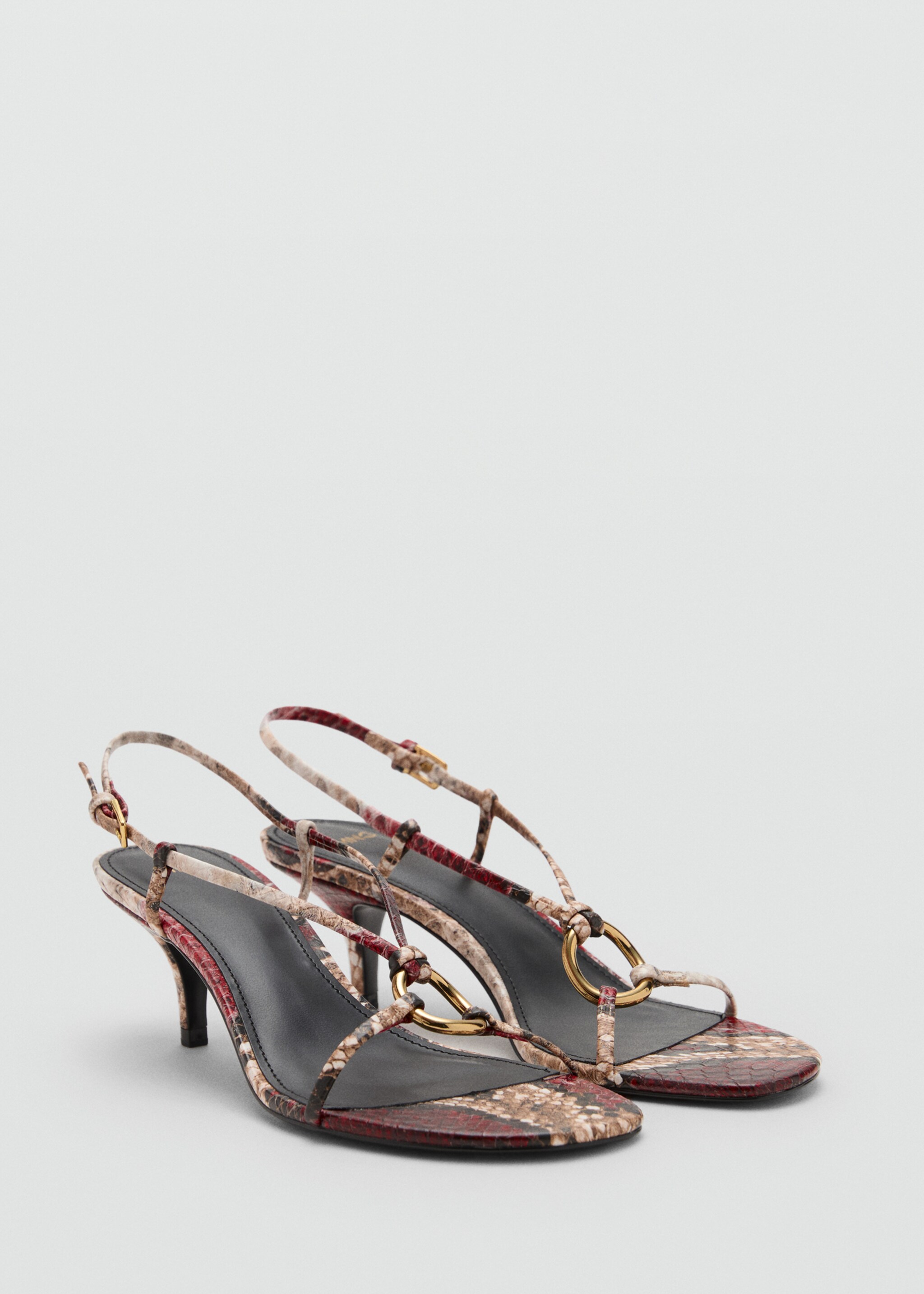 Heeled sandal with hoop detail - Medium plane, Coral Red. Ref: 17063797-00.