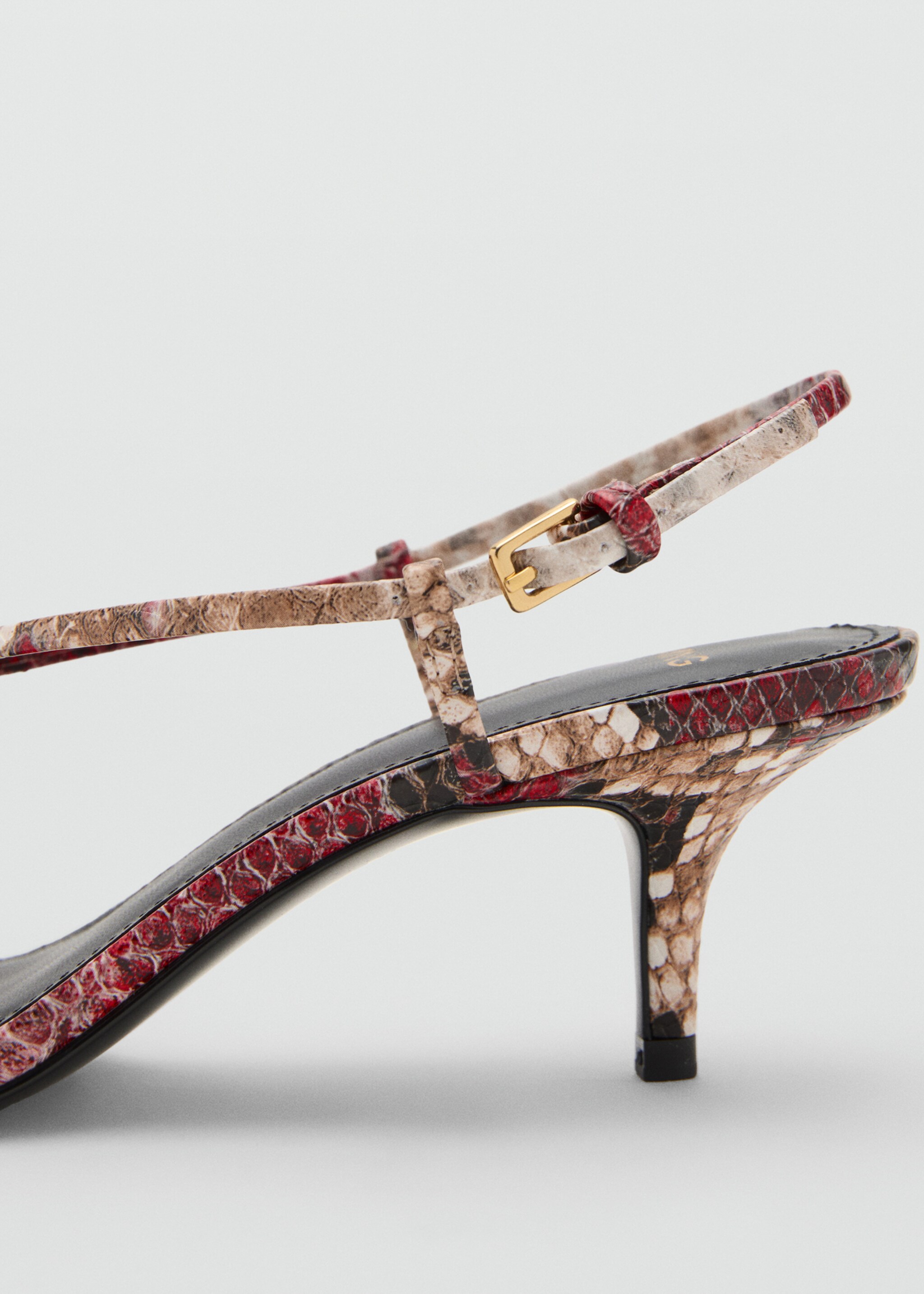 Heeled sandal with hoop detail - Details of the article 1, Coral Red. Ref: 17063797-00.
