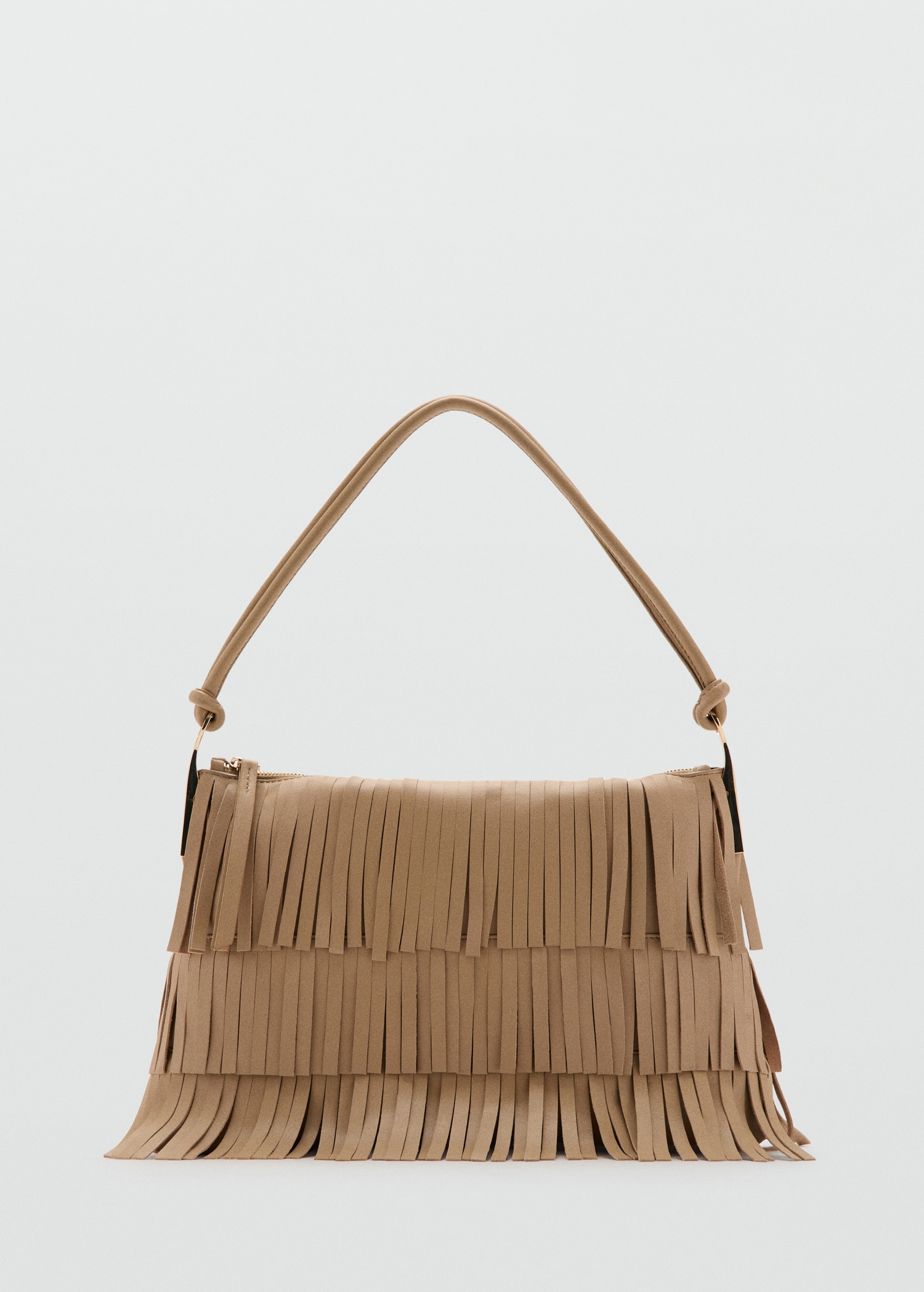Large leather shoulder bag with fringes Women MANGO India