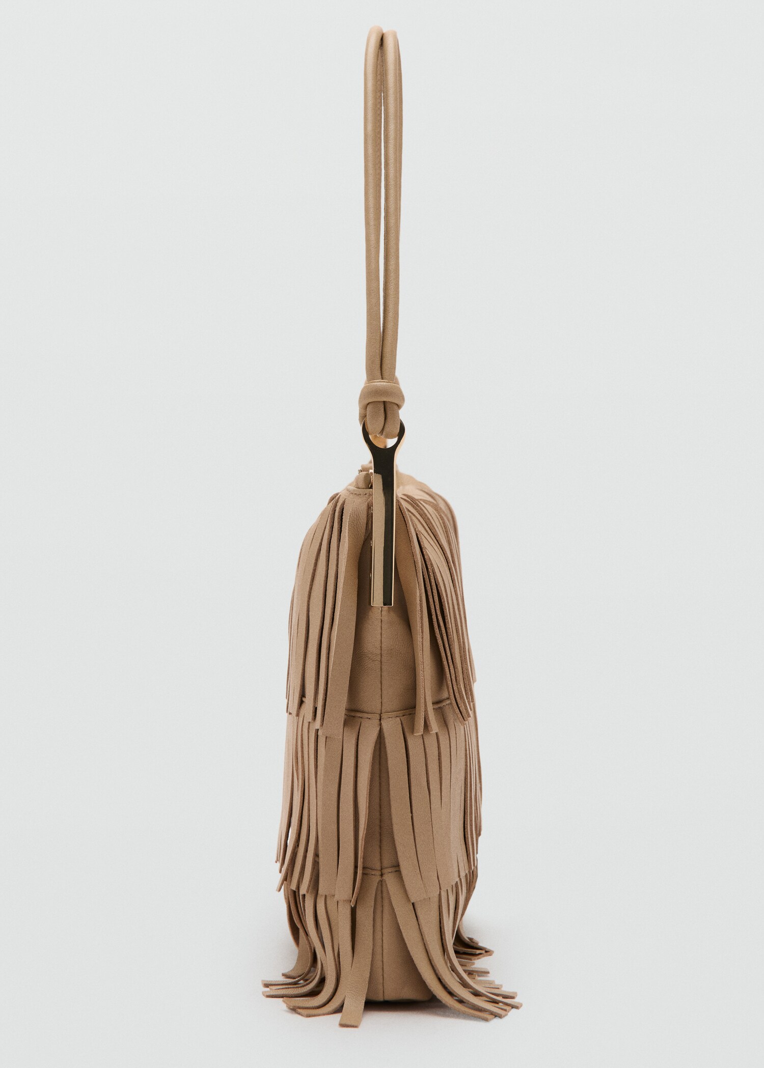 Large leather shoulder bag with fringes - Details of the article 1