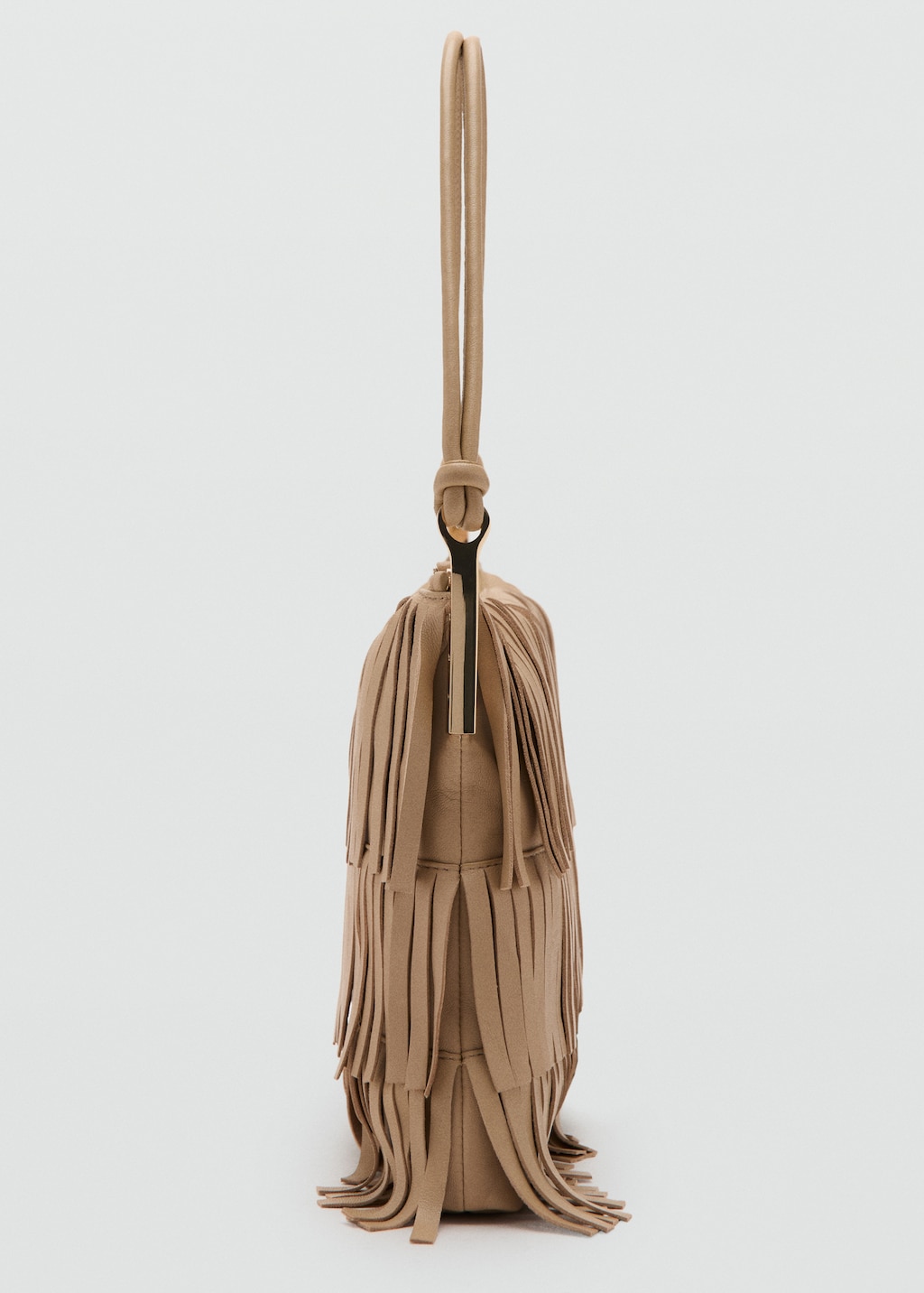 leather shoulder bag with fringes