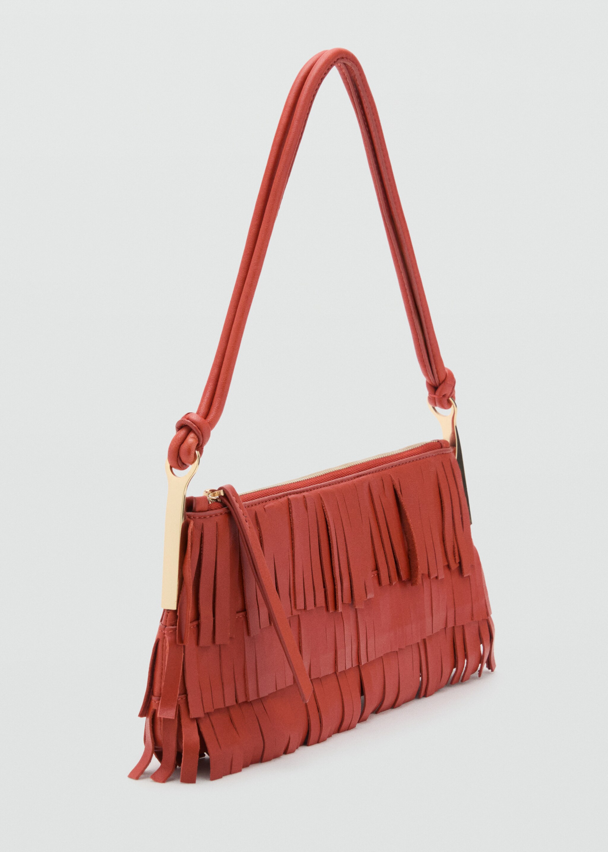 Leather shoulder bag with fringes - Medium plane