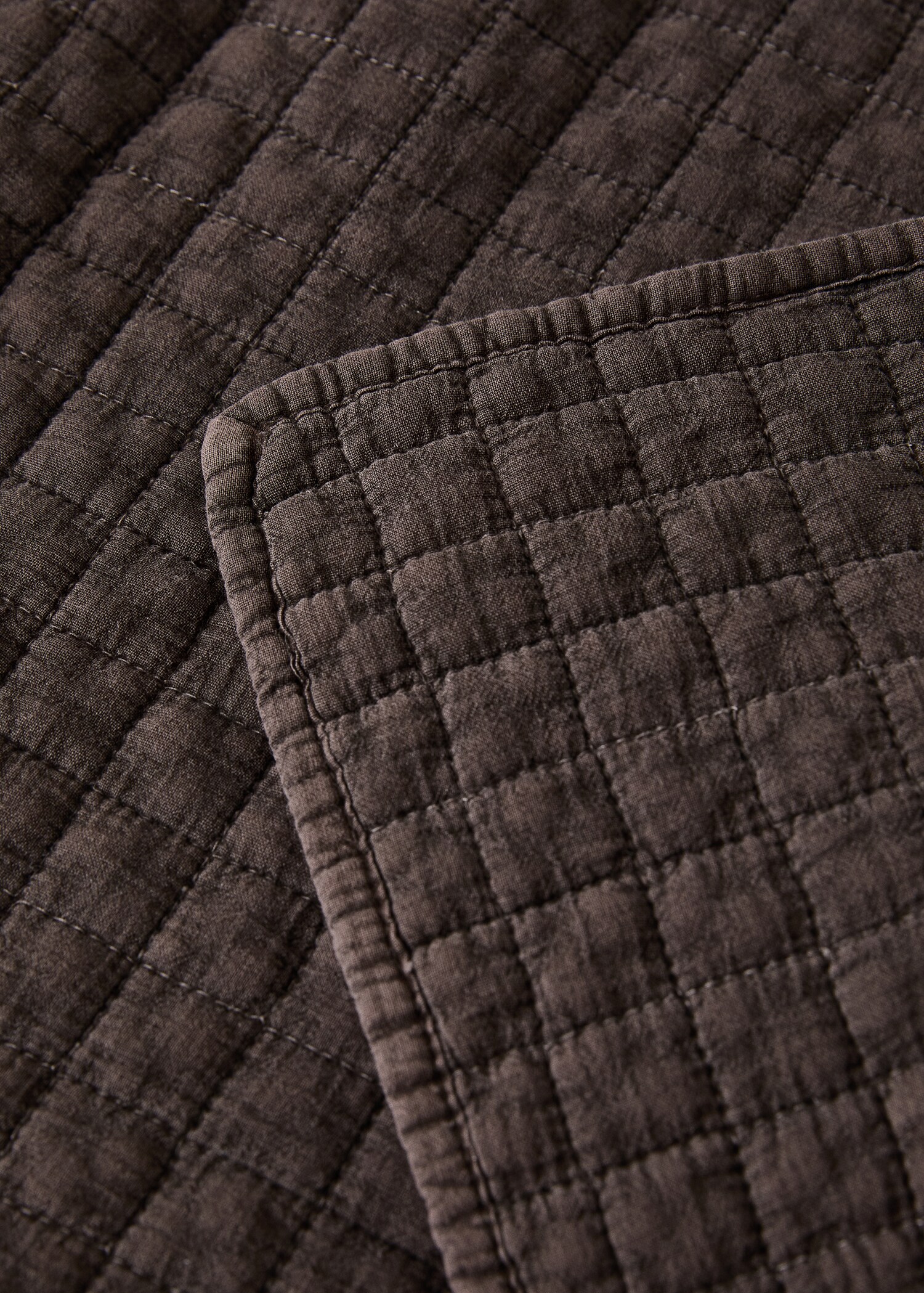 Cotton garment-dyed check bedspread for 180/200 cm bed - Details of the article 1