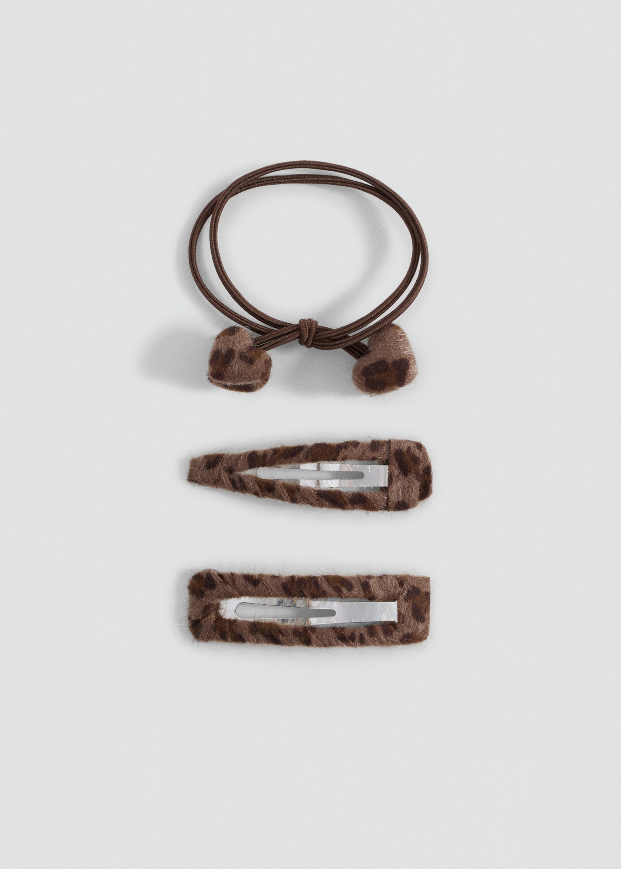 Pack Haargummis und -clips - Artikel ohne Model, Mittelbraun. Ref: 17063810-00.