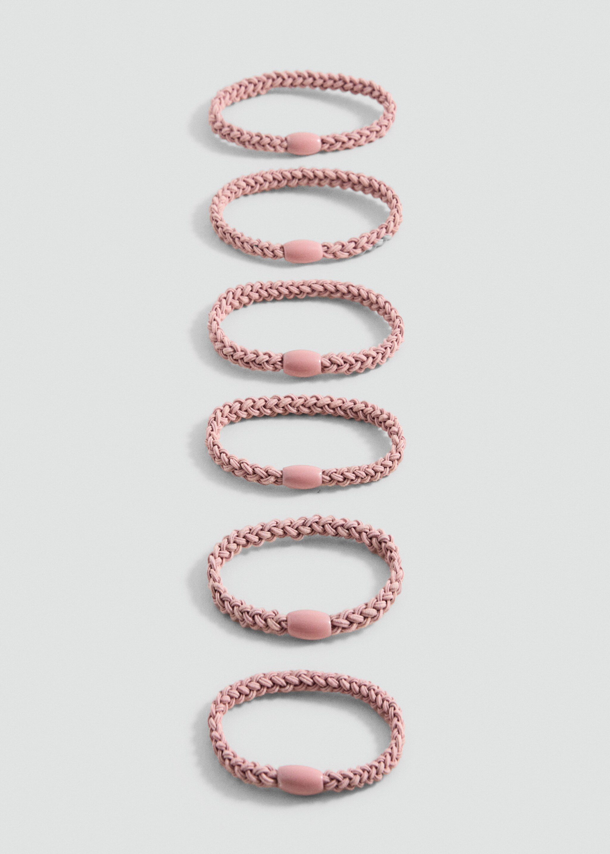 6-pack hårgummiband - Bild av mittparti, Pastellrosa. Ref: 17063819-00.