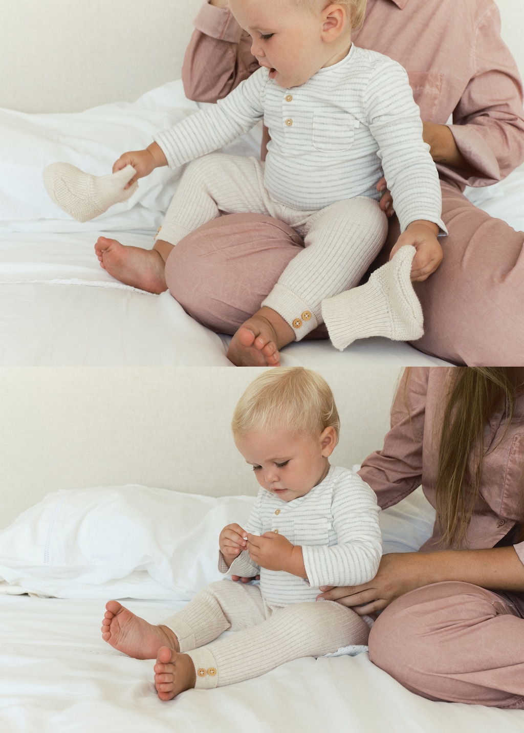 Cotton striped baby bodysuit