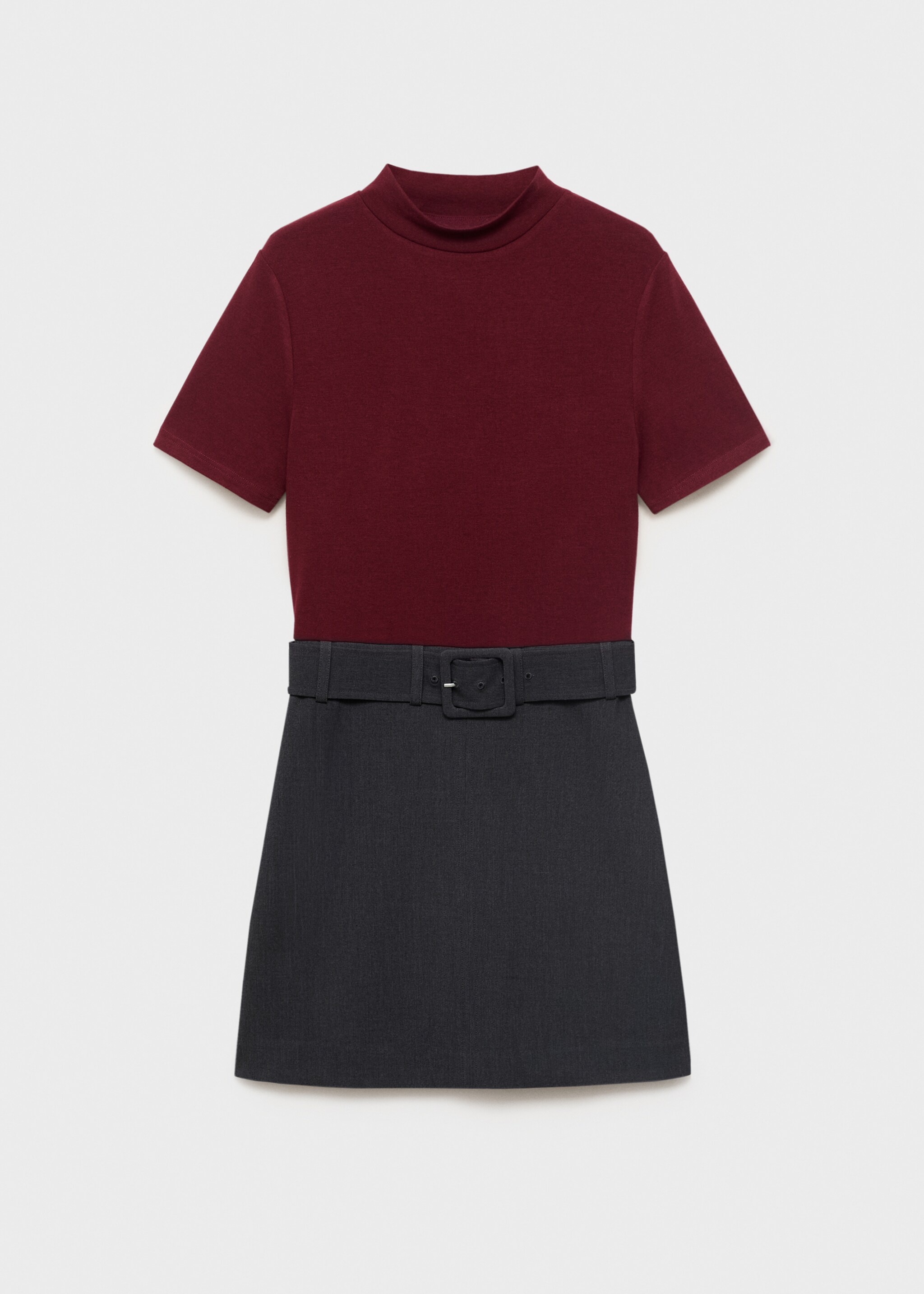 Short dress with belt - Article without model, Burgundy. Ref: 17064074-00.