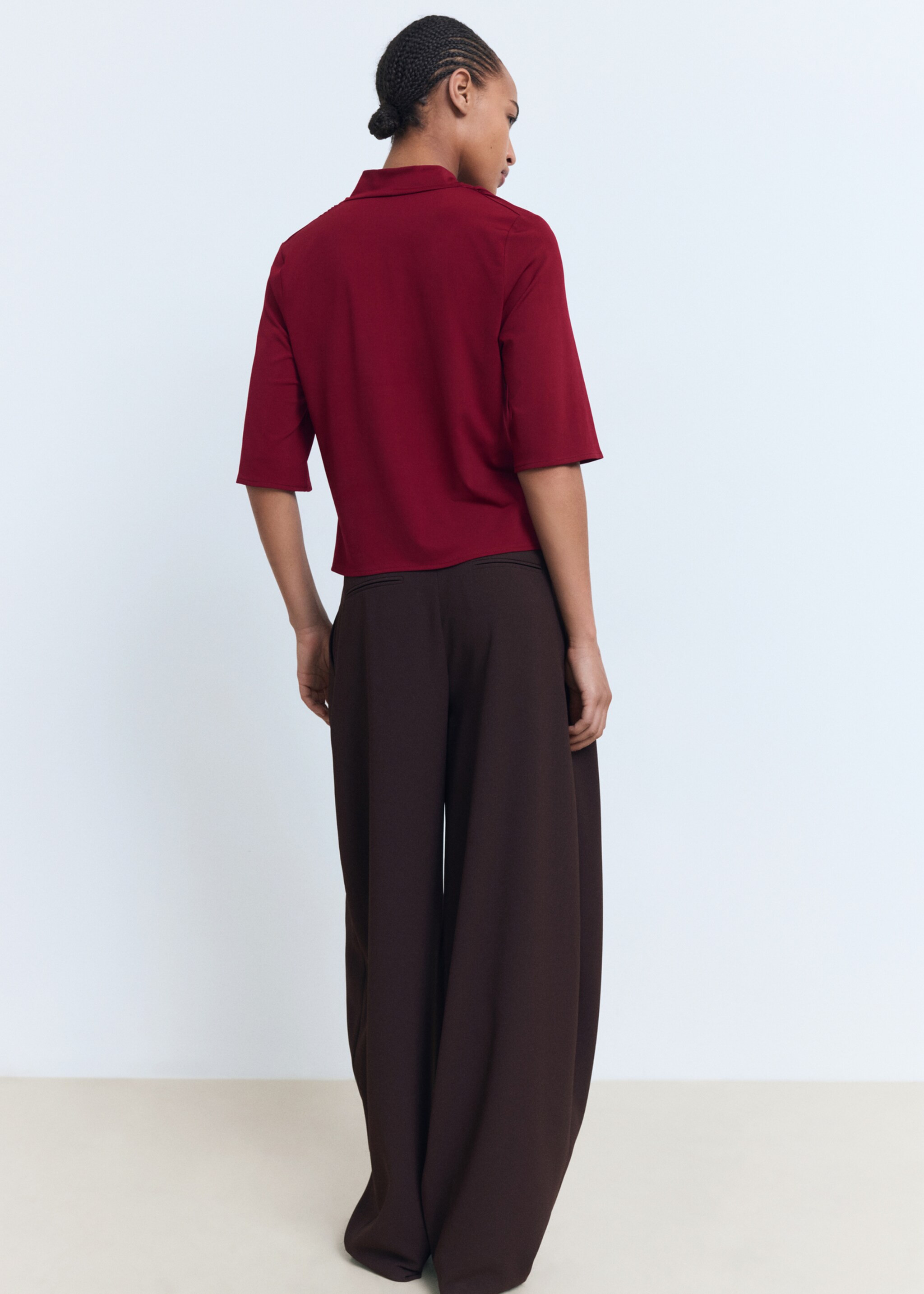 Draped neck top - Reverse of the article, Burgundy. Ref: 17064075-00.