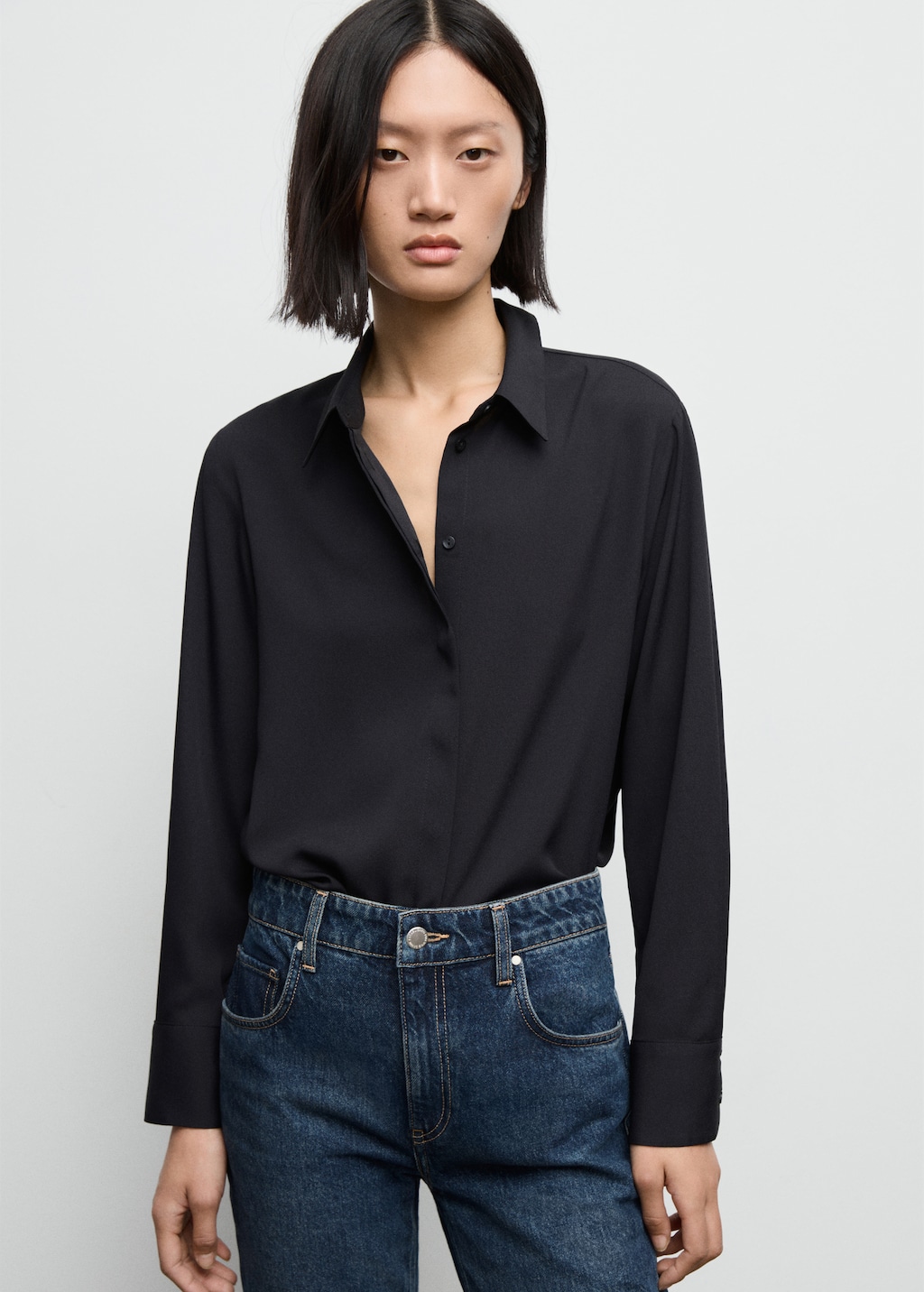 Fluid long-sleeved blouse - image 3