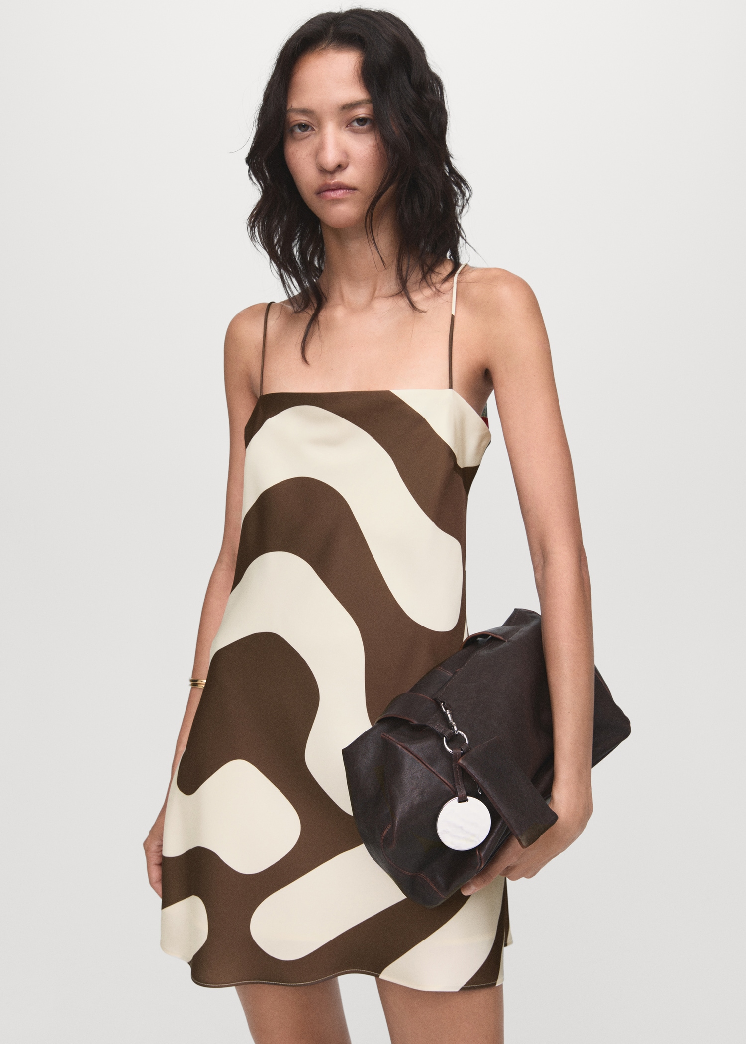 Printed satin dress - Medium plane