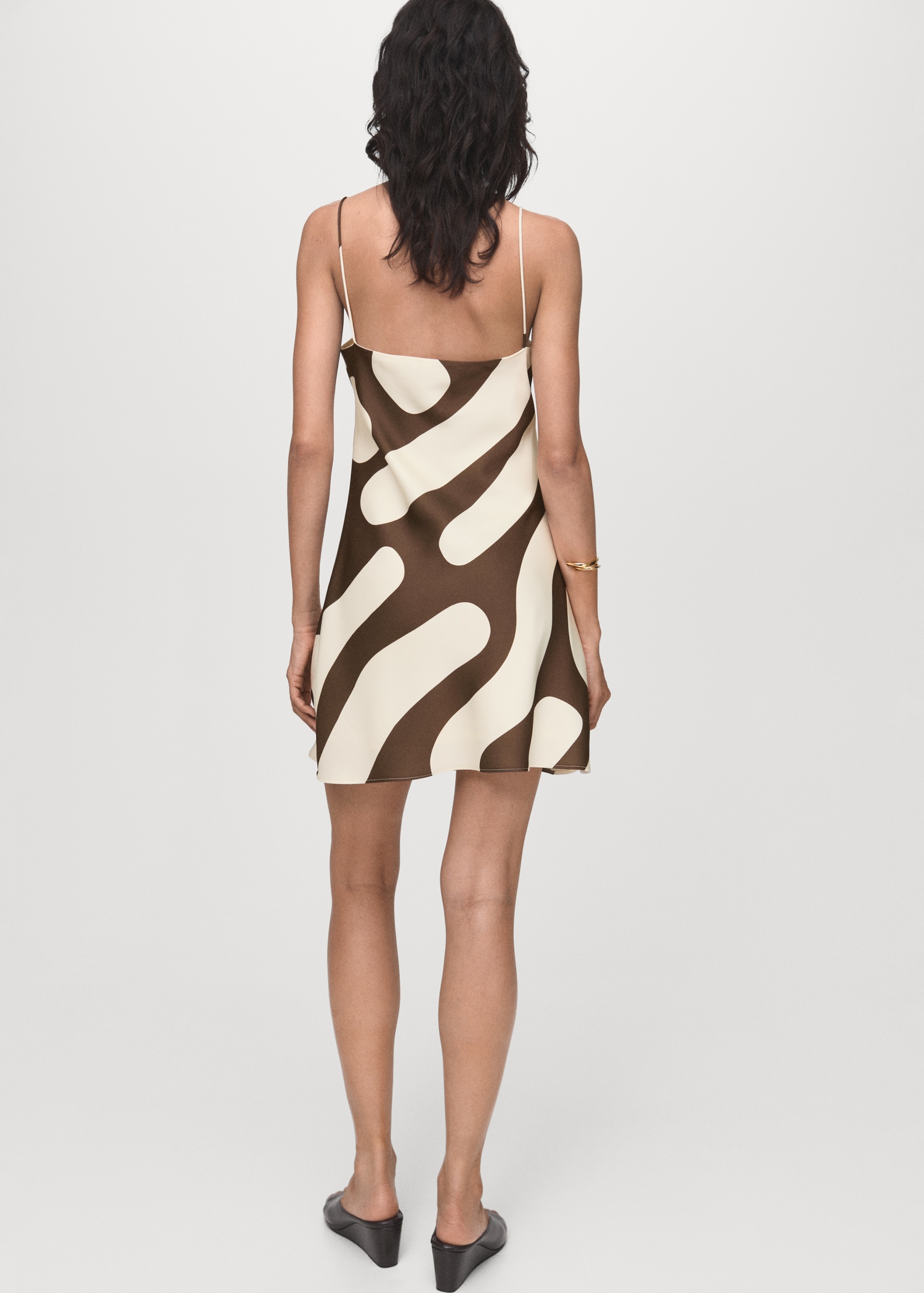 Printed satin dress - Reverse of the article