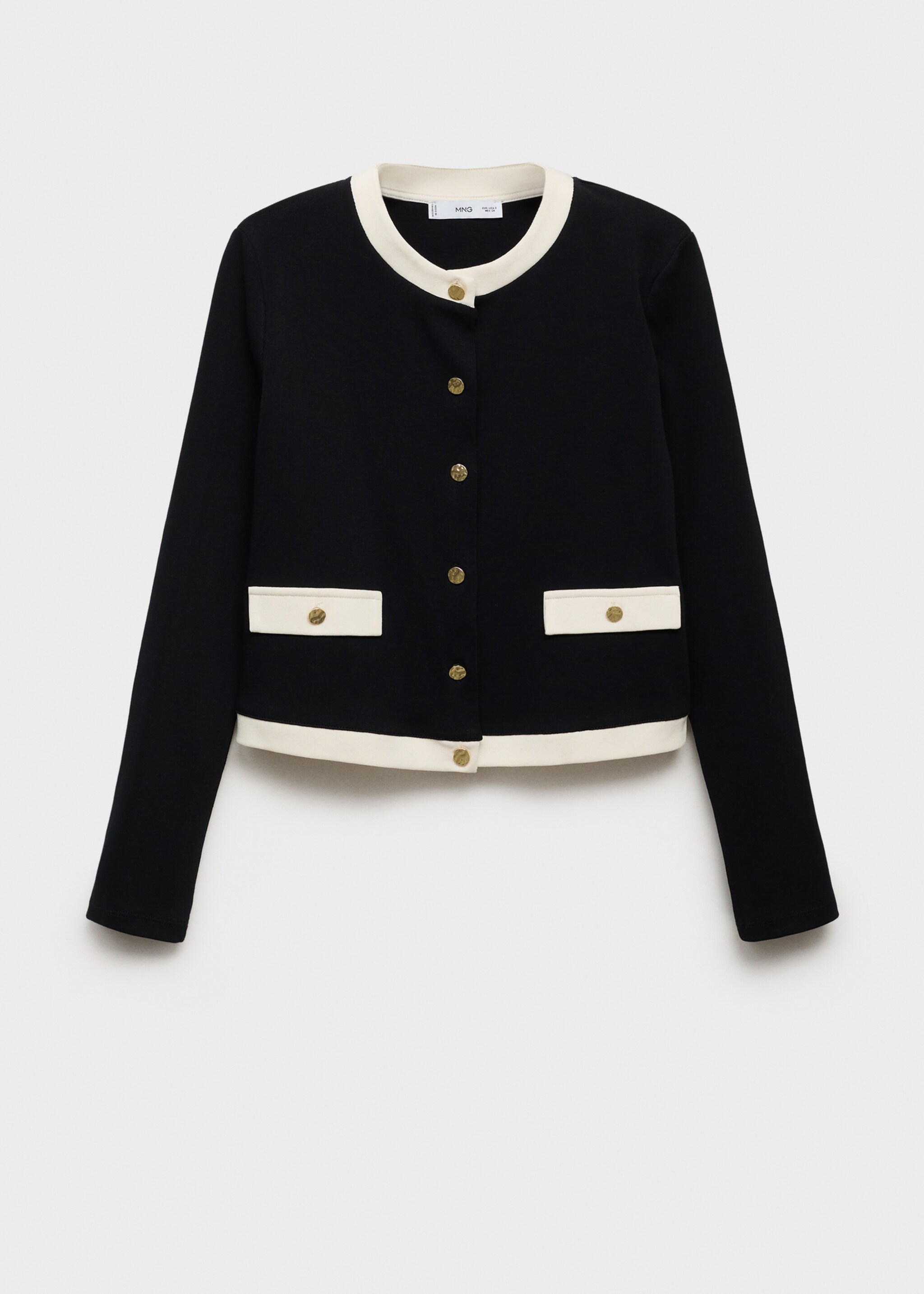 Contrasting cotton cardigan - Article without model, Black. Ref: 17064082-00.