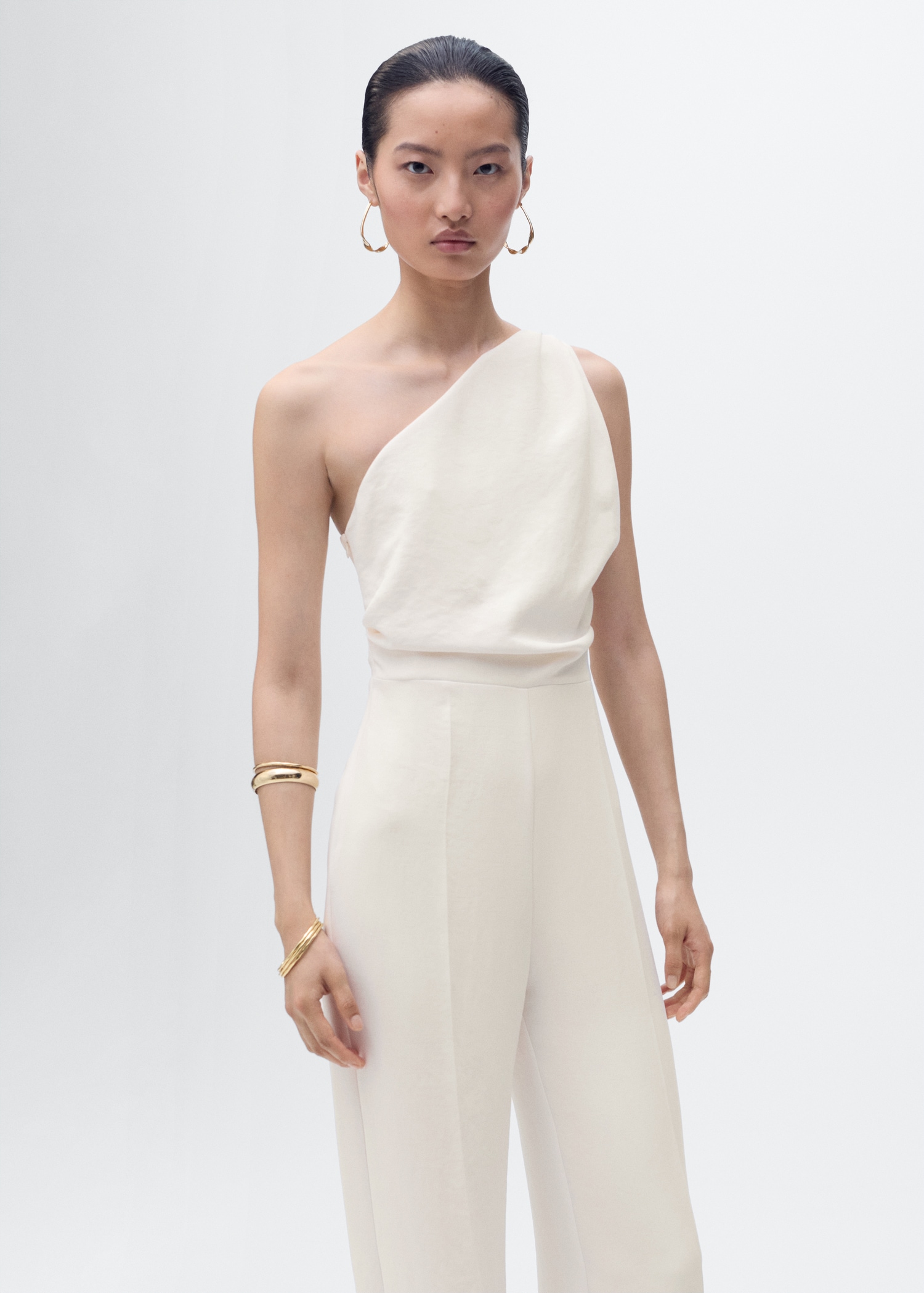 Long jumpsuit with asymmetrical neck - Medium plane