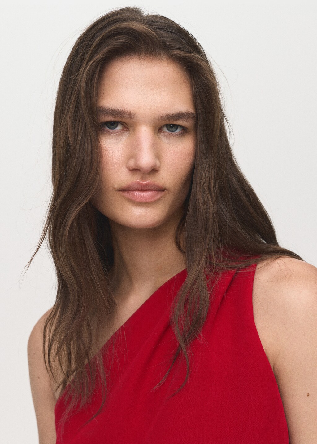 Long asymmetrical draped jumpsuit