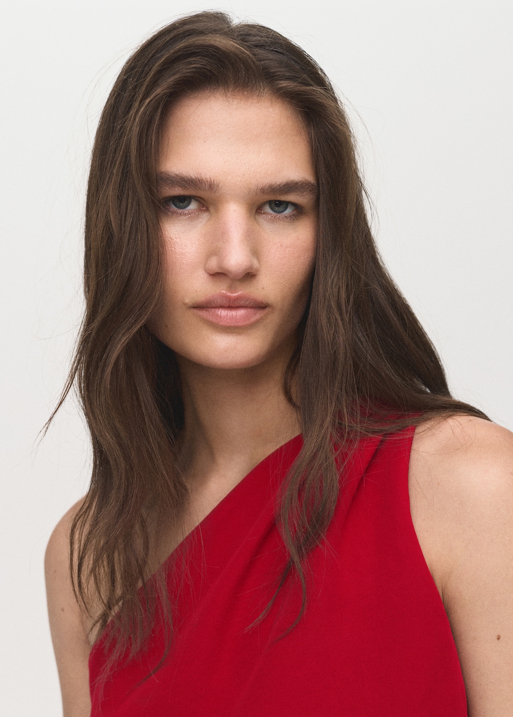 Long asymmetrical draped jumpsuit