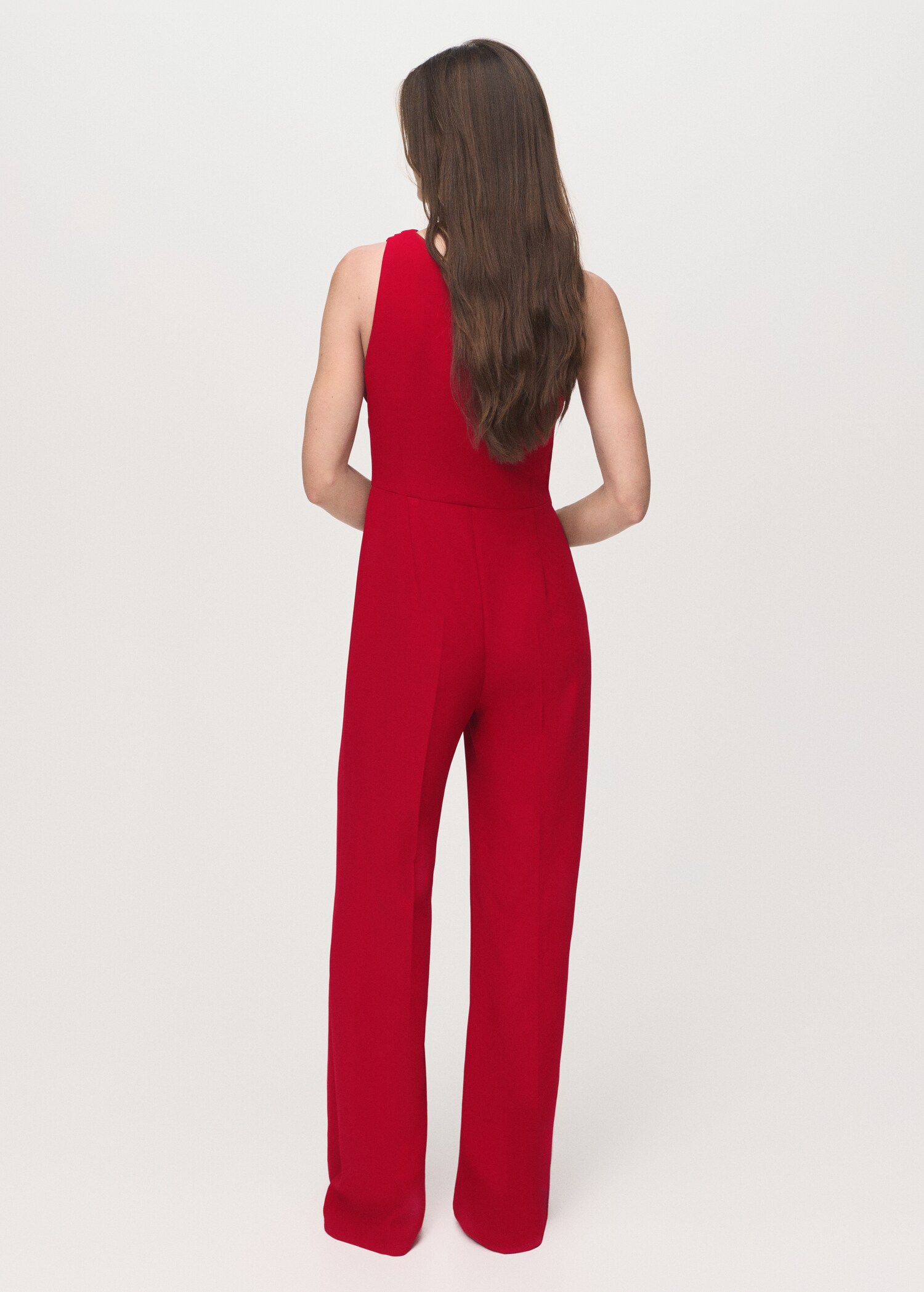 Long jumpsuit with asymmetrical neck - Reverse of the article