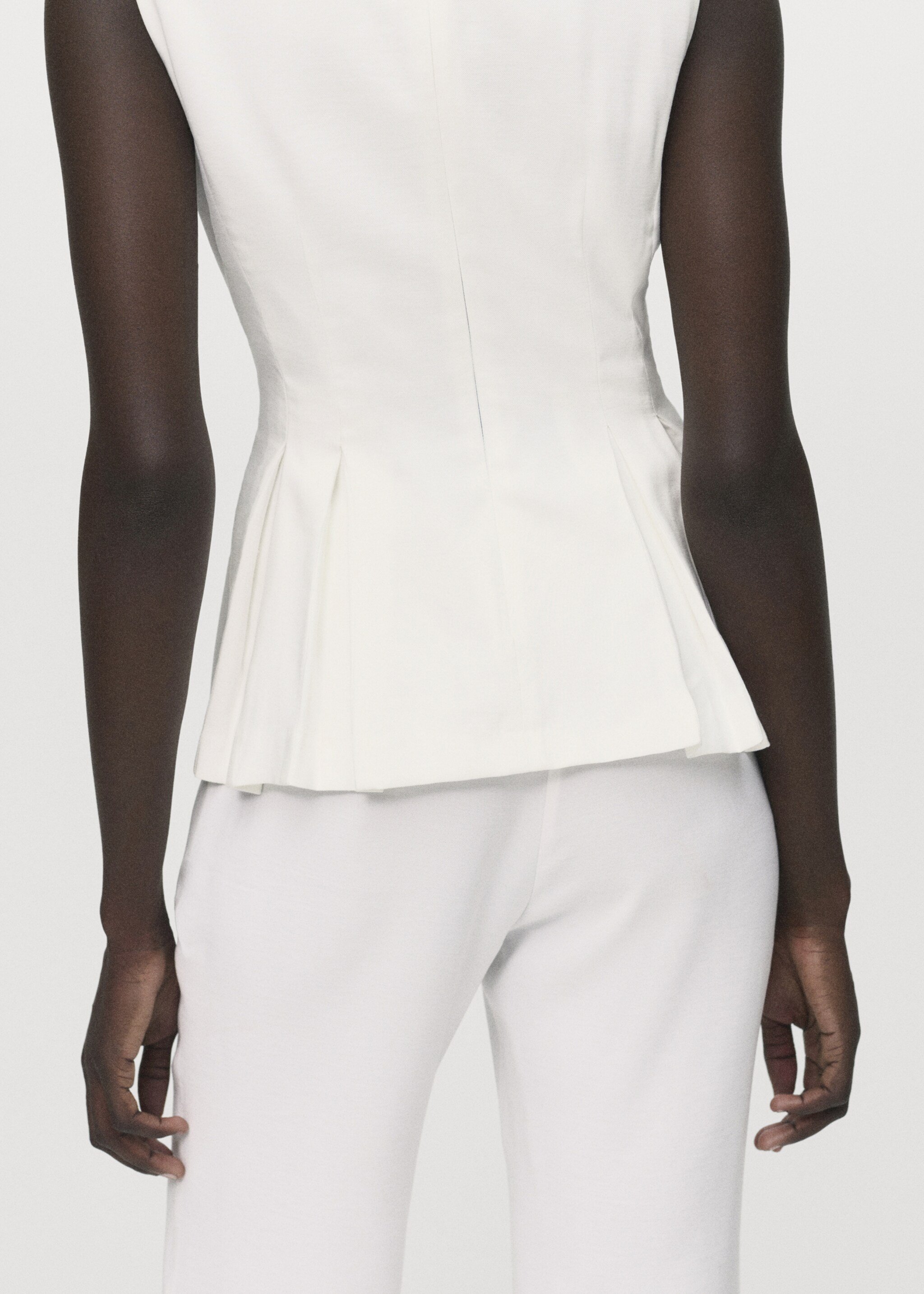 Peplum top with pleat detail - Details of the article 6, White. Ref: 17064090-00.