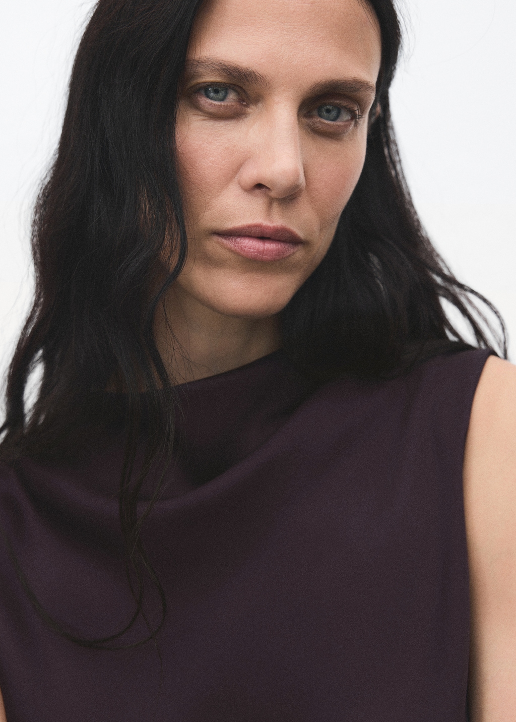 Satin blouse with draped neck