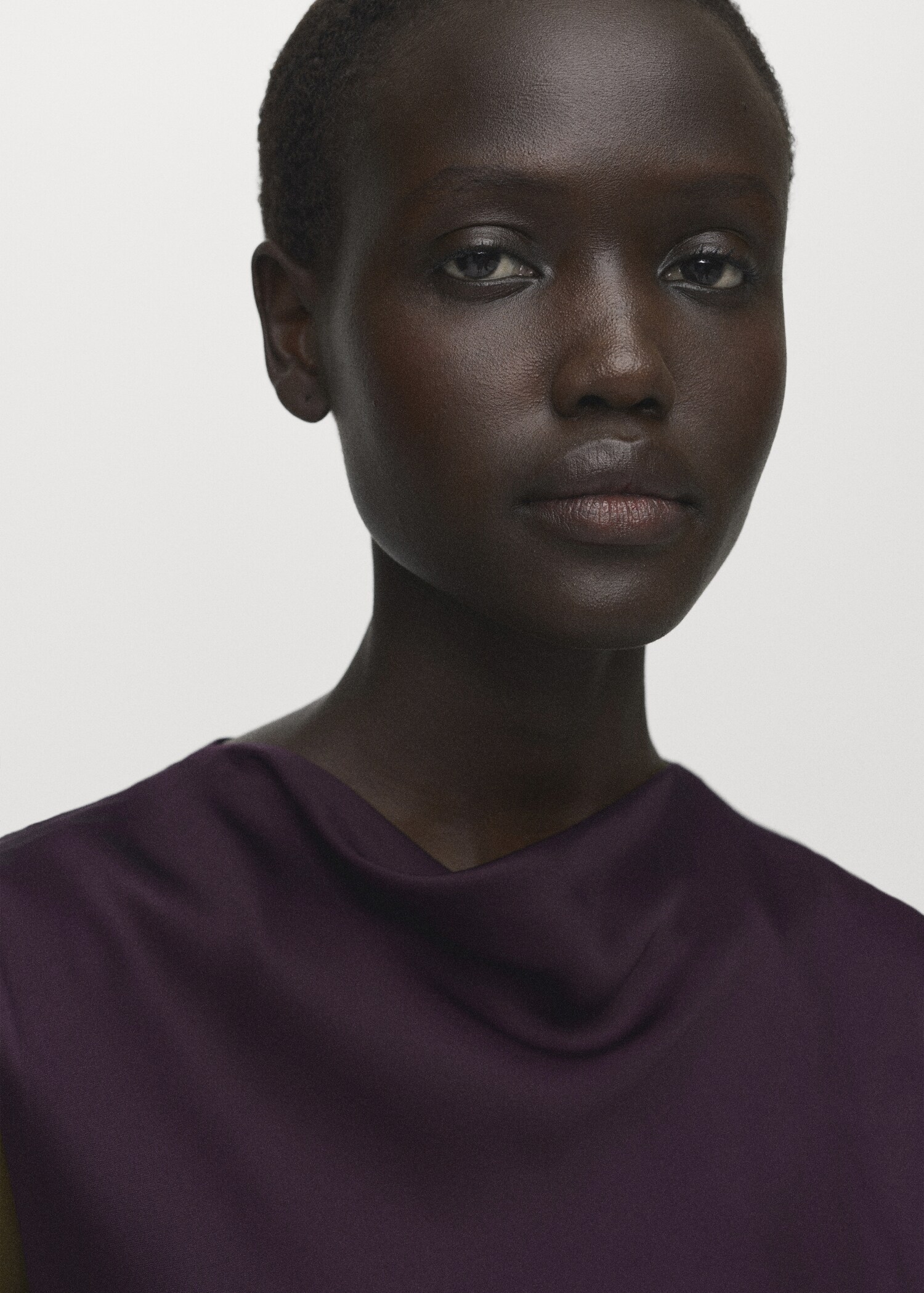 Satin blouse with draped neck - Details of the article 1