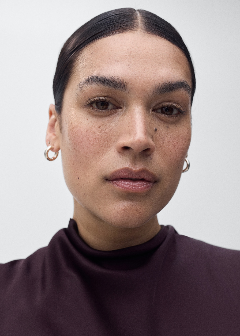 Satin blouse with draped neck