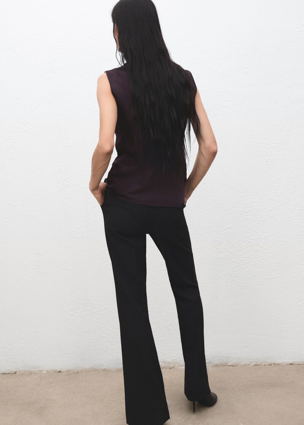 Satin blouse with draped neck - image 3