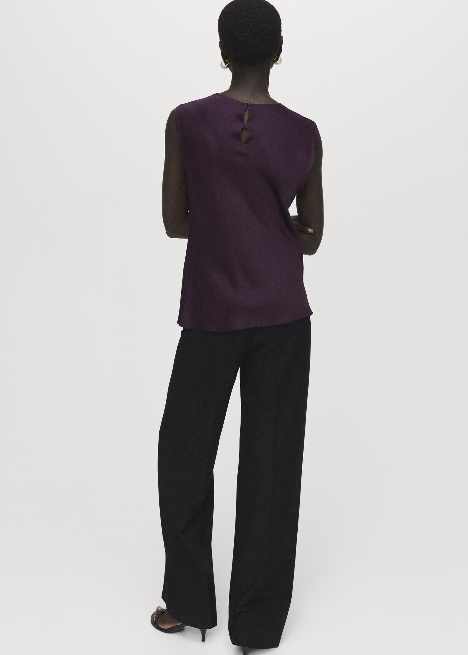 Satin blouse with draped neck - Reverse of the article