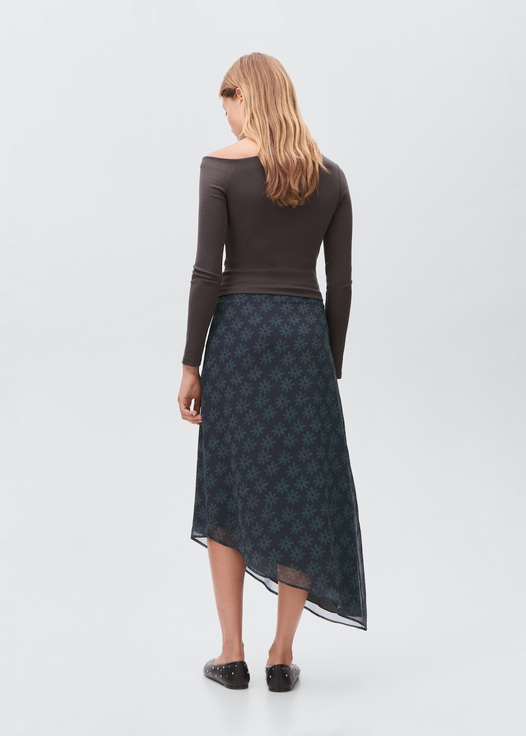 Asymmetrical floral skirt