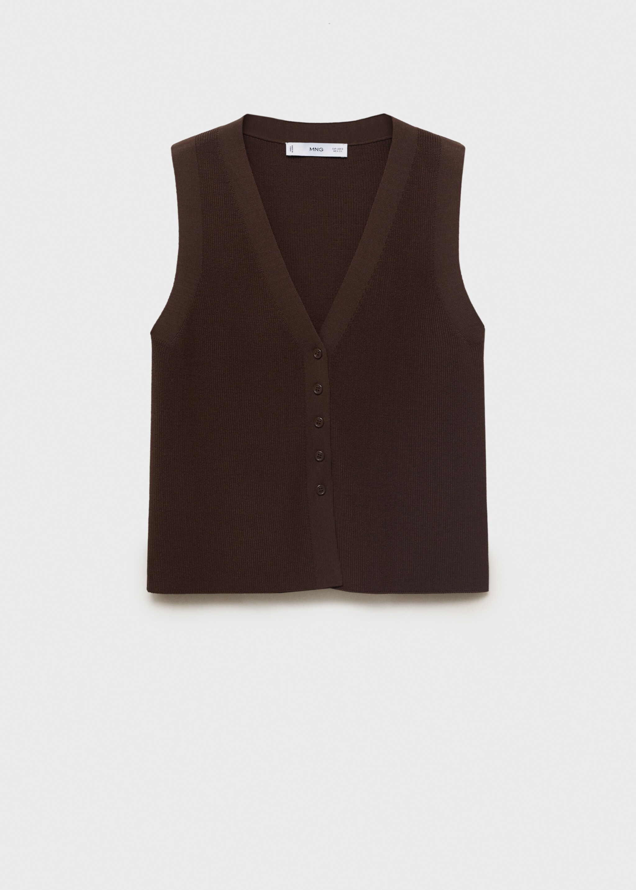 Fine-knit gilet - Article without model, Chocolate. Ref: 17064098-00.