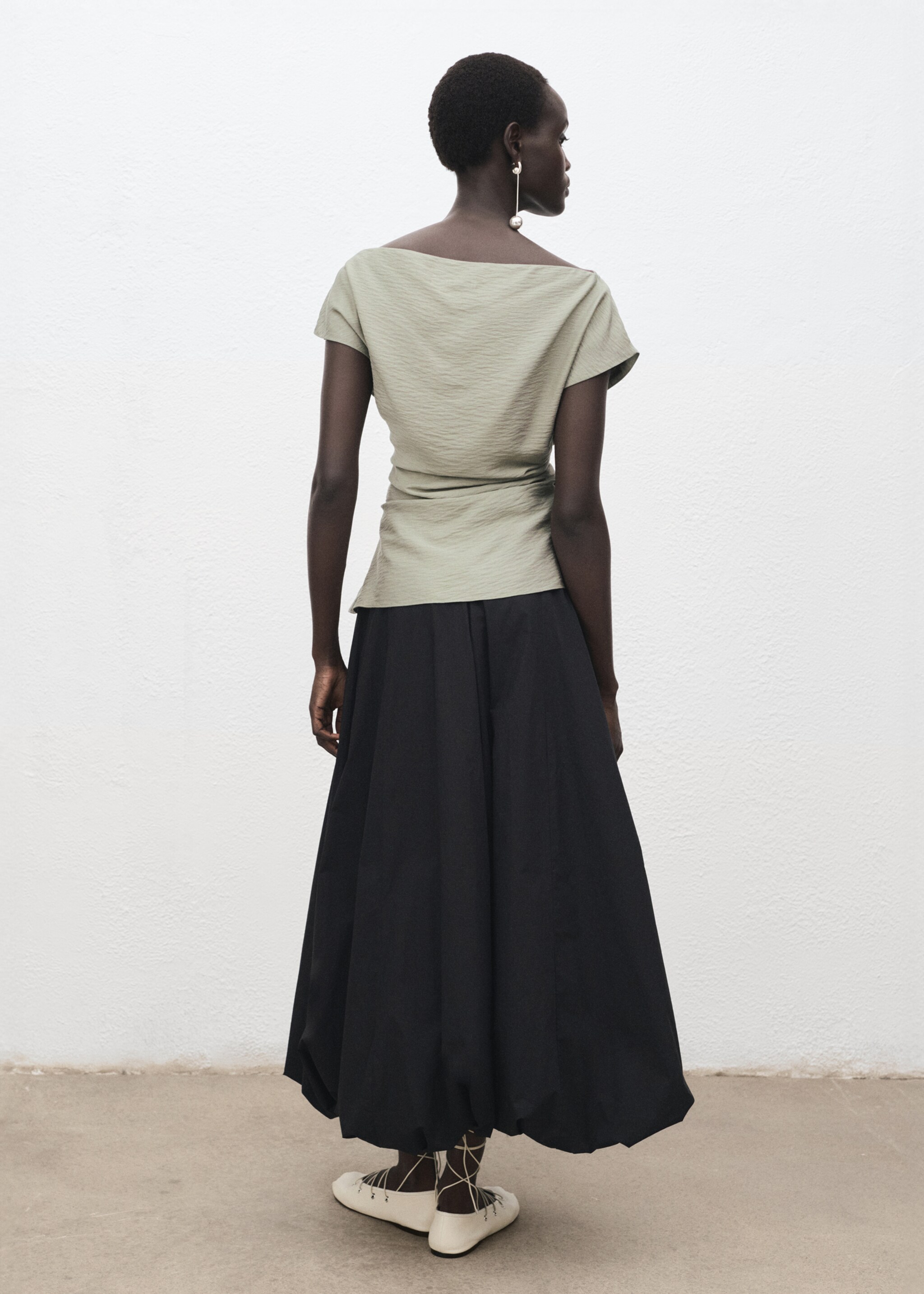 Modal blouse with an asymmetric collar - Reverse of the article, Aqua Green. Ref: 17064100-00.