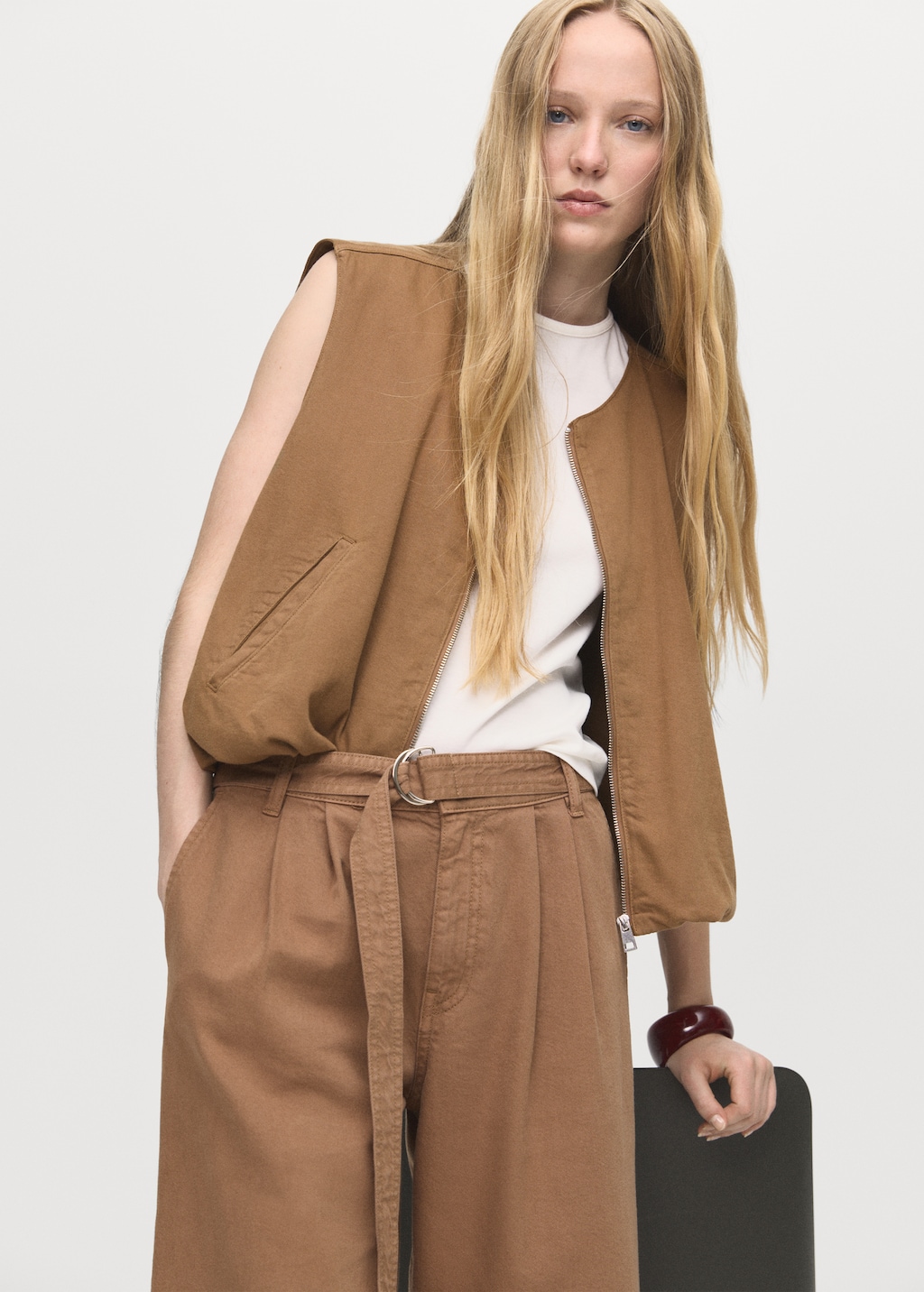 Denim jorts with belt