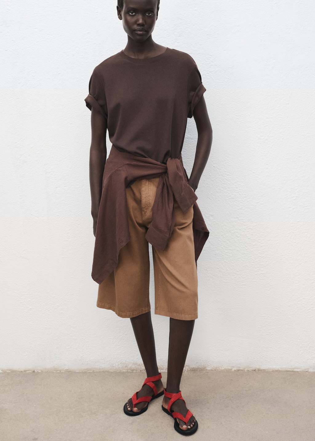 Denim jorts with belt