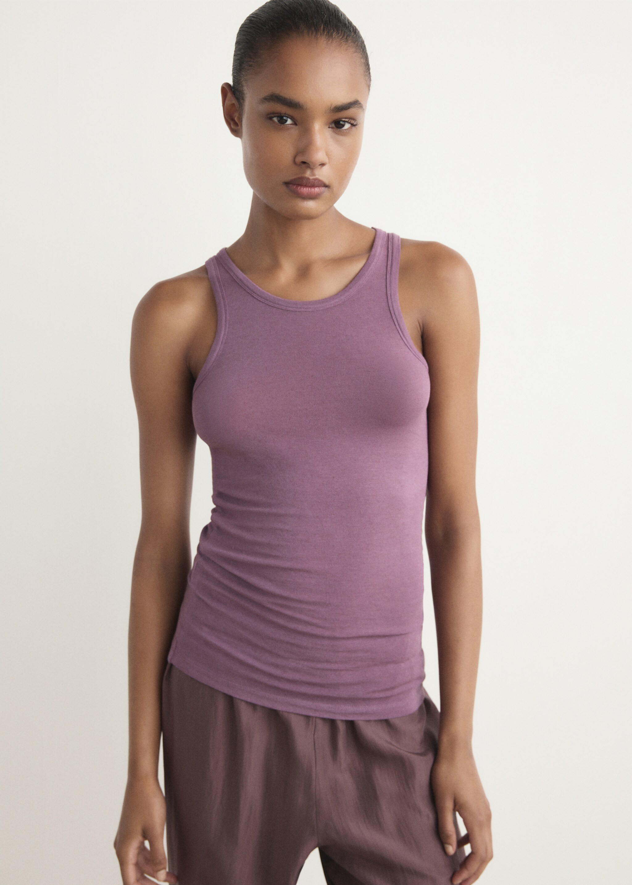 Cashmere pyjama top - Medium plane, Dark Red. Ref: 17064105-00.