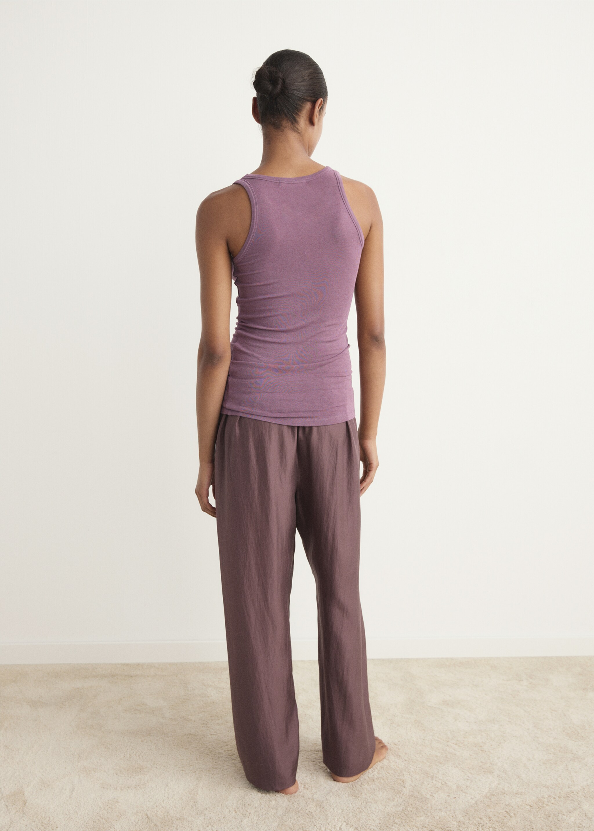 Cashmere pyjama top - Reverse of the article, Dark Red. Ref: 17064105-00.