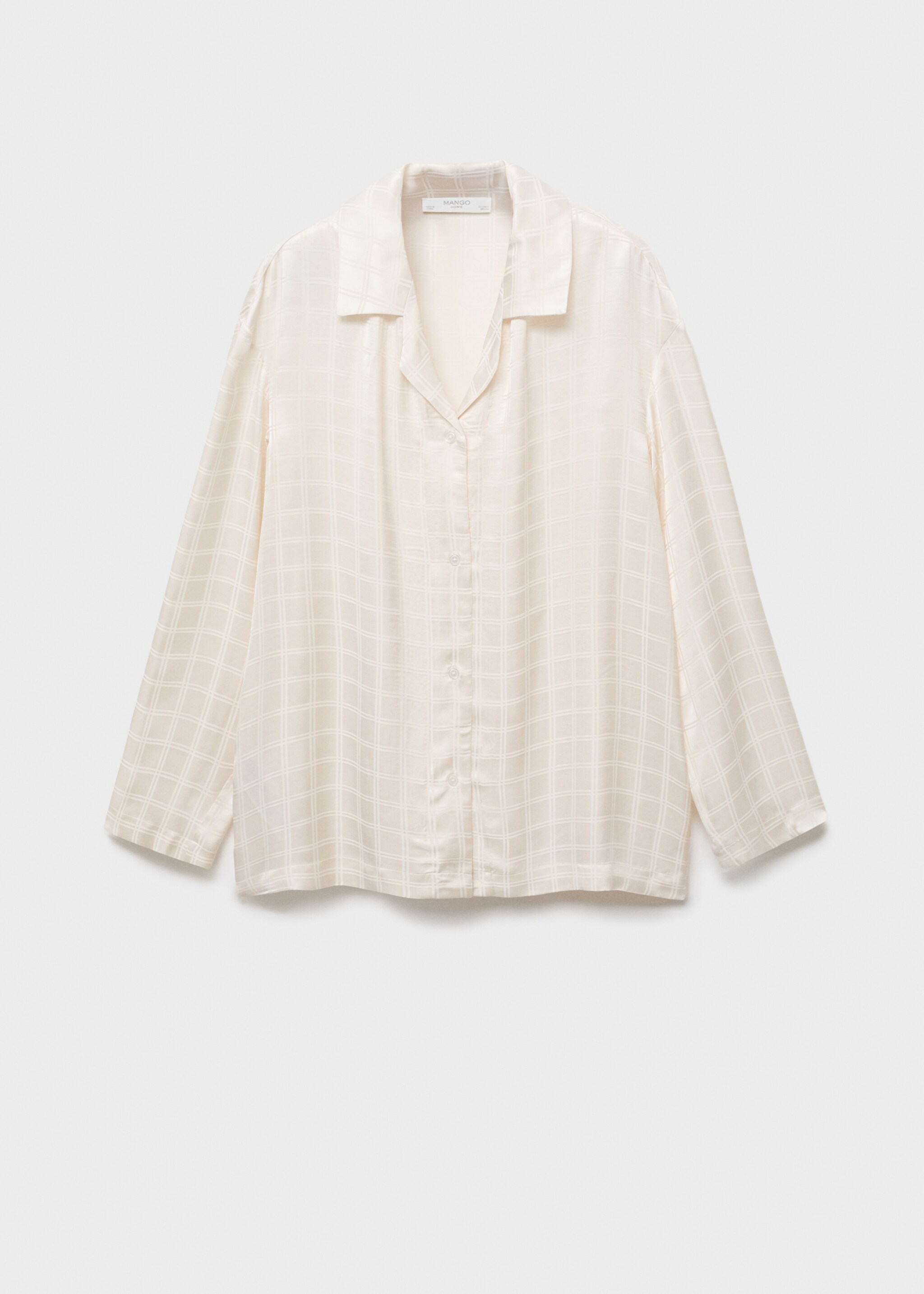 Camisa de pijama xadrez de rayon - Artigo sem modelo, Branco-marfim. Ref: 17064108-00.