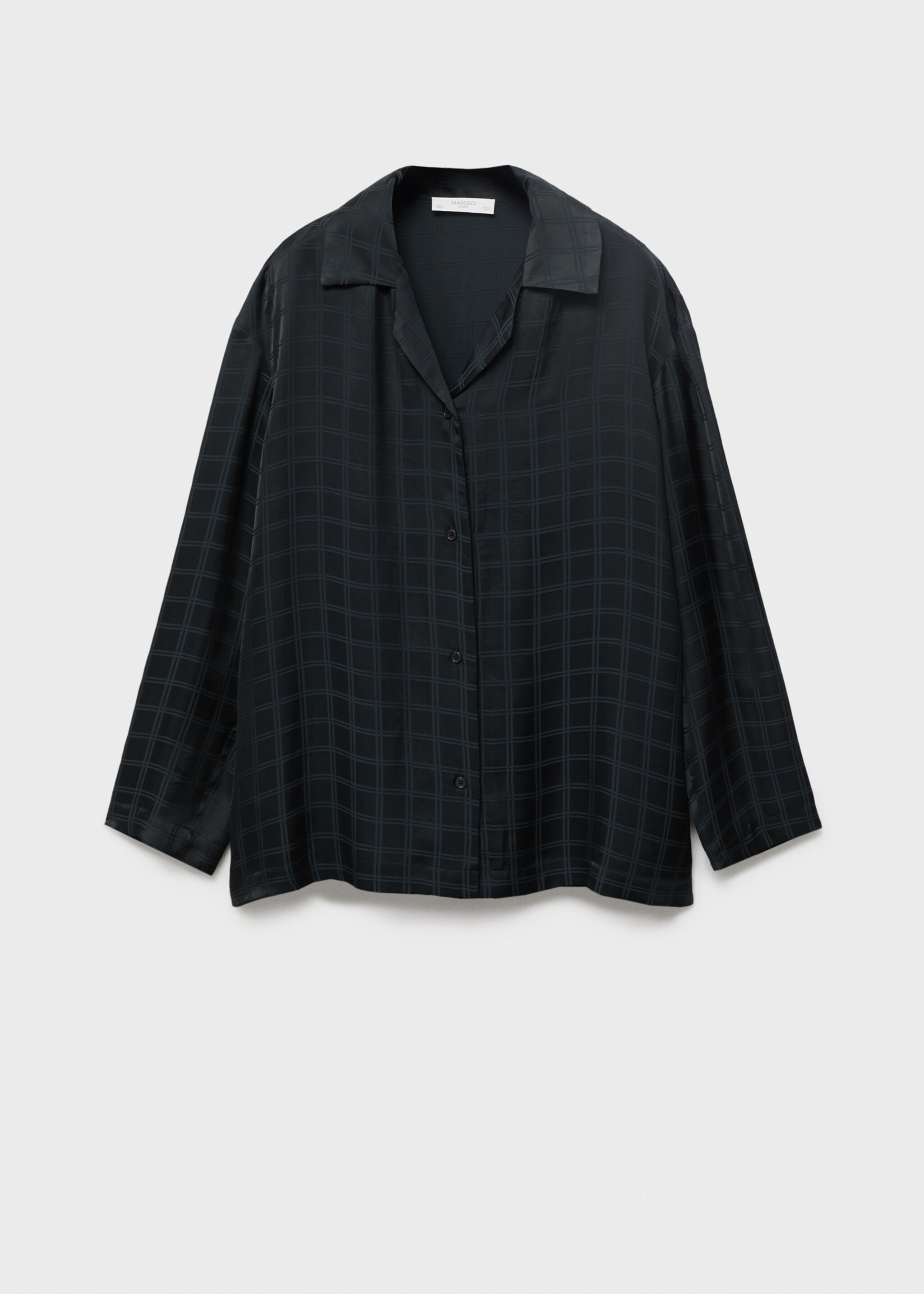Camisa de pijama xadrez de rayon - Artigo sem modelo, Preto. Ref: 17064108-00.
