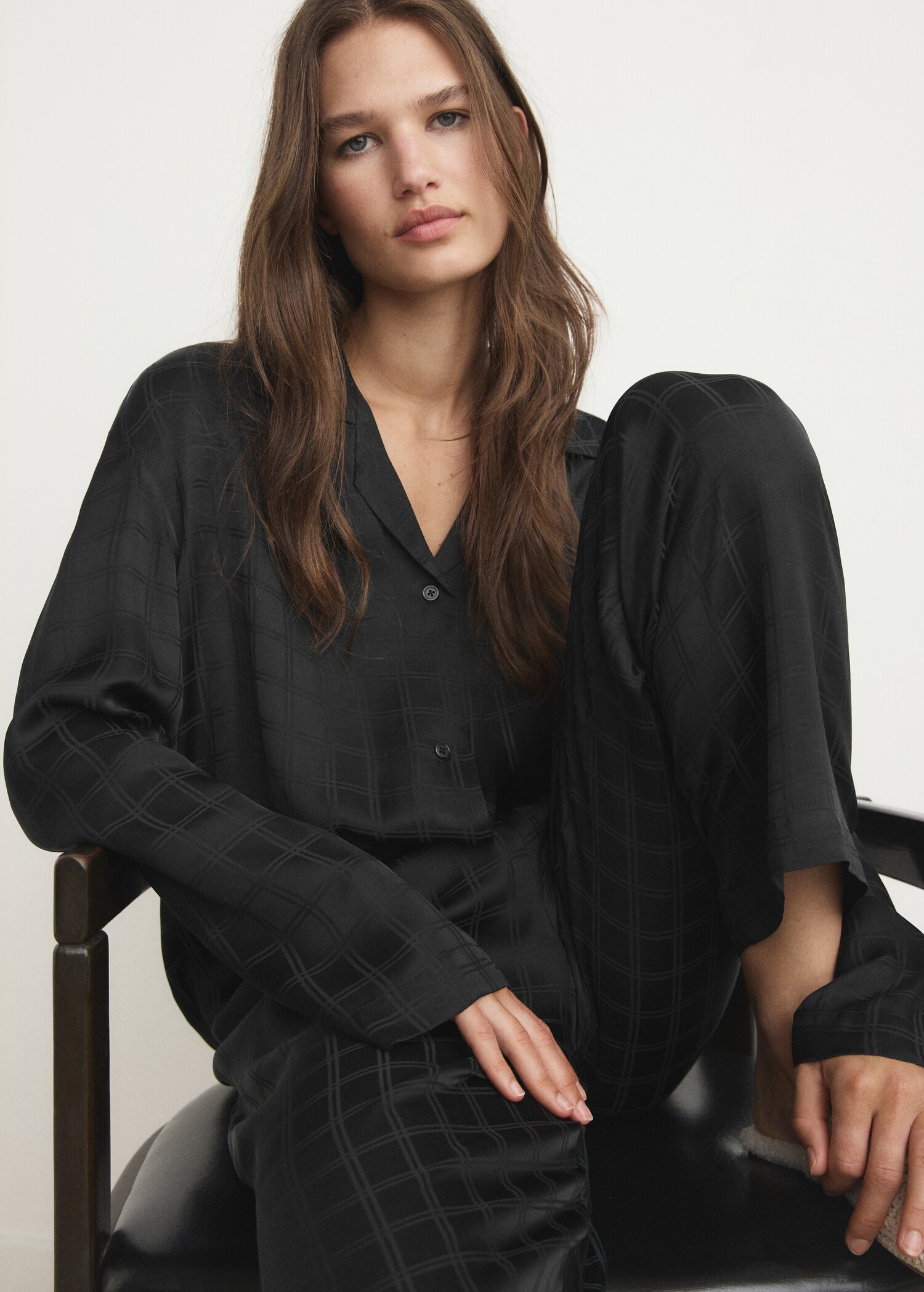 Camisa de pijama xadrez de rayon - Pormenor do artigo 2