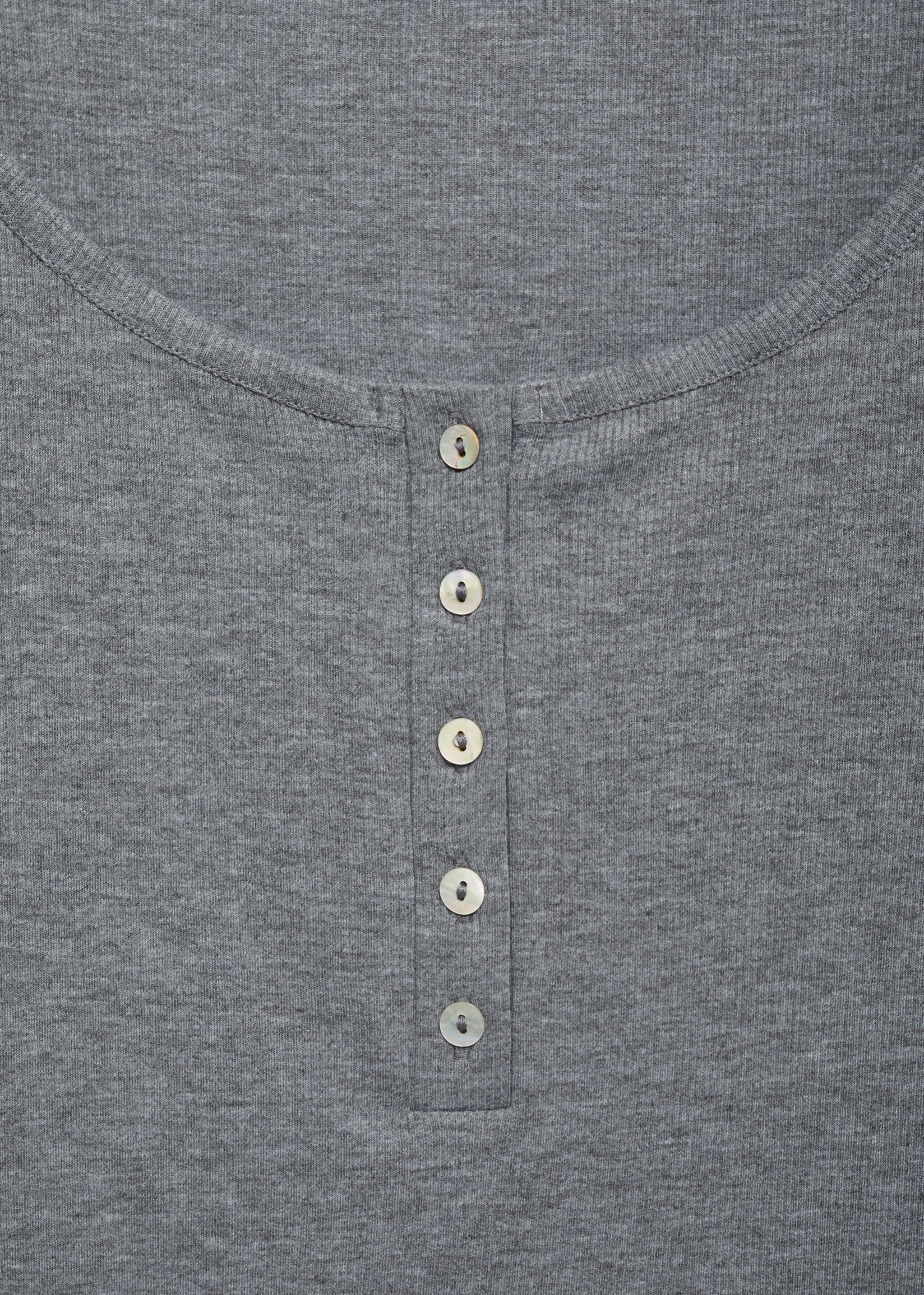 T-shirt maille côtelée boutons - Détail de l'article 8, Gris chiné moyen. Ref: 17064109-00.